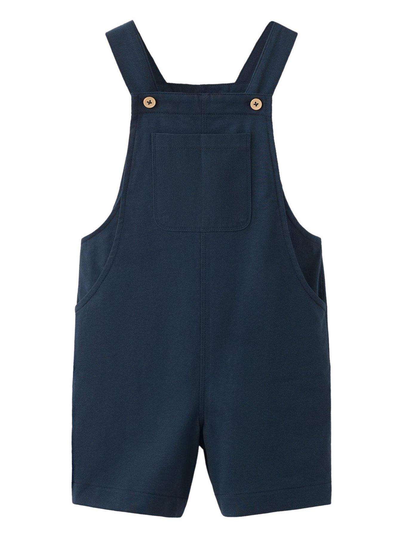 Mango Younger Boys Jersey Shorty Dungarees - Navy