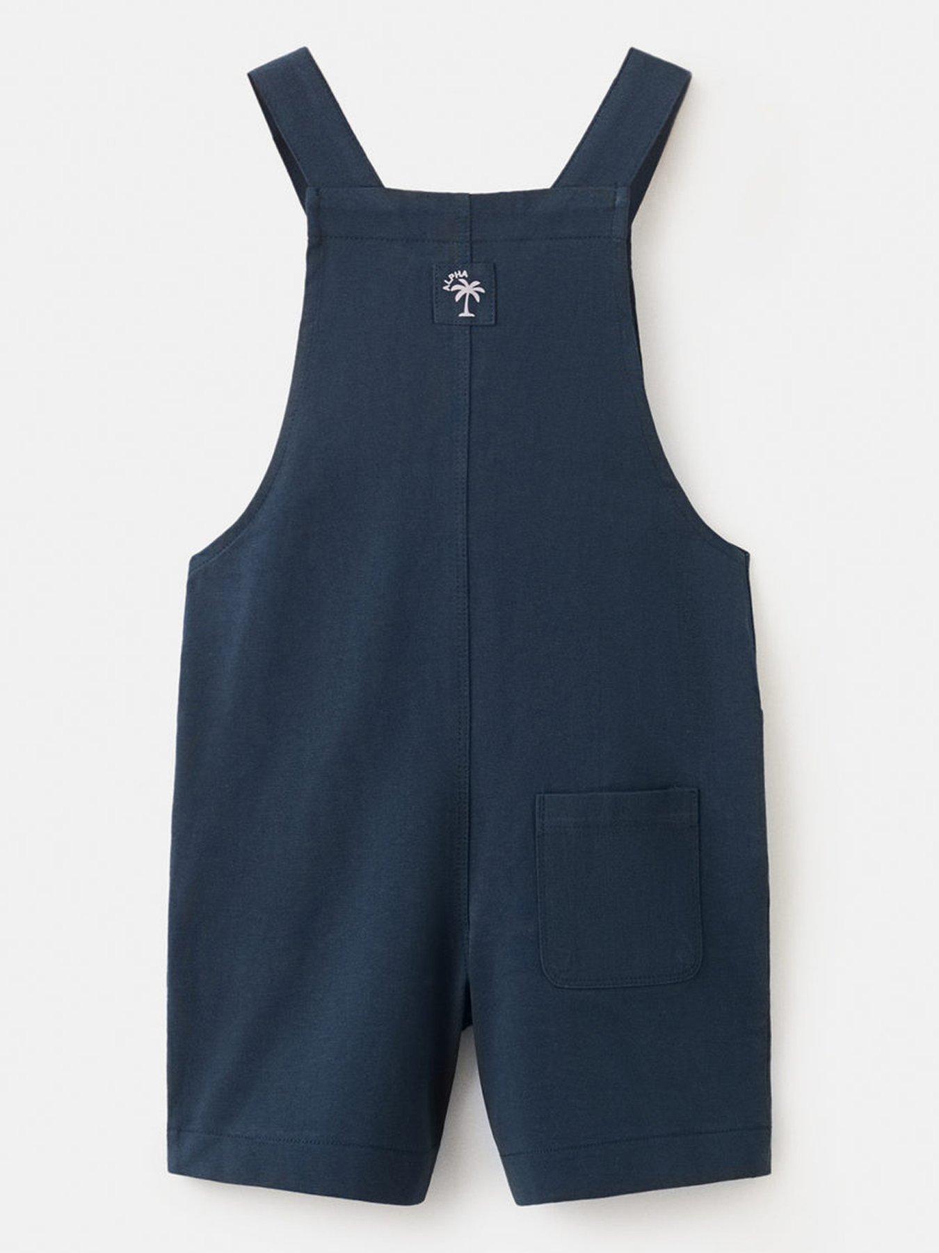 Image 2 of 4 of Mango Younger Boys Jersey Shorty Dungarees - Navy