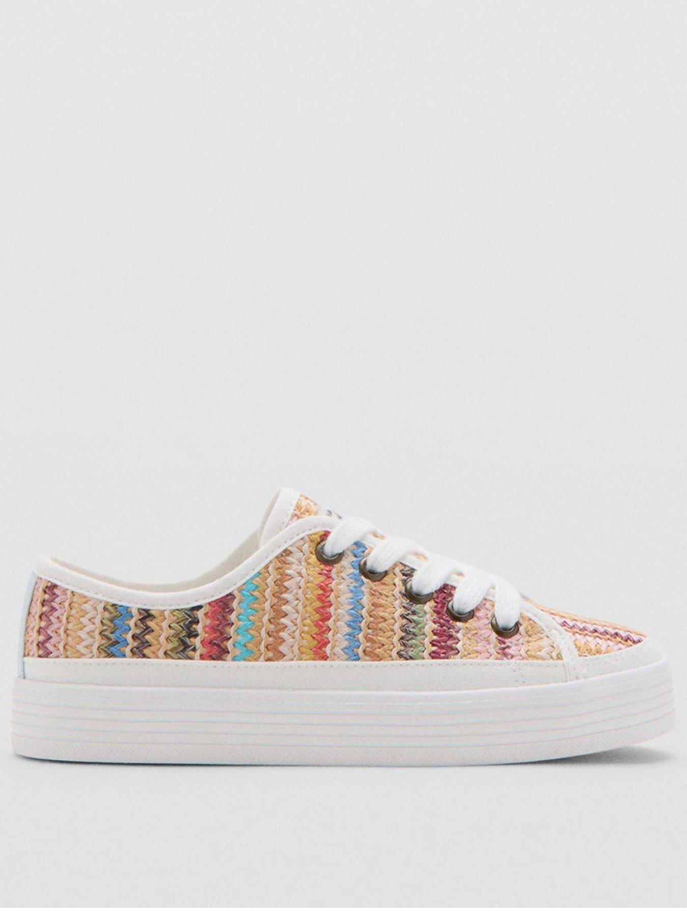 Mango Girls Rainbow Platform Trainers - White