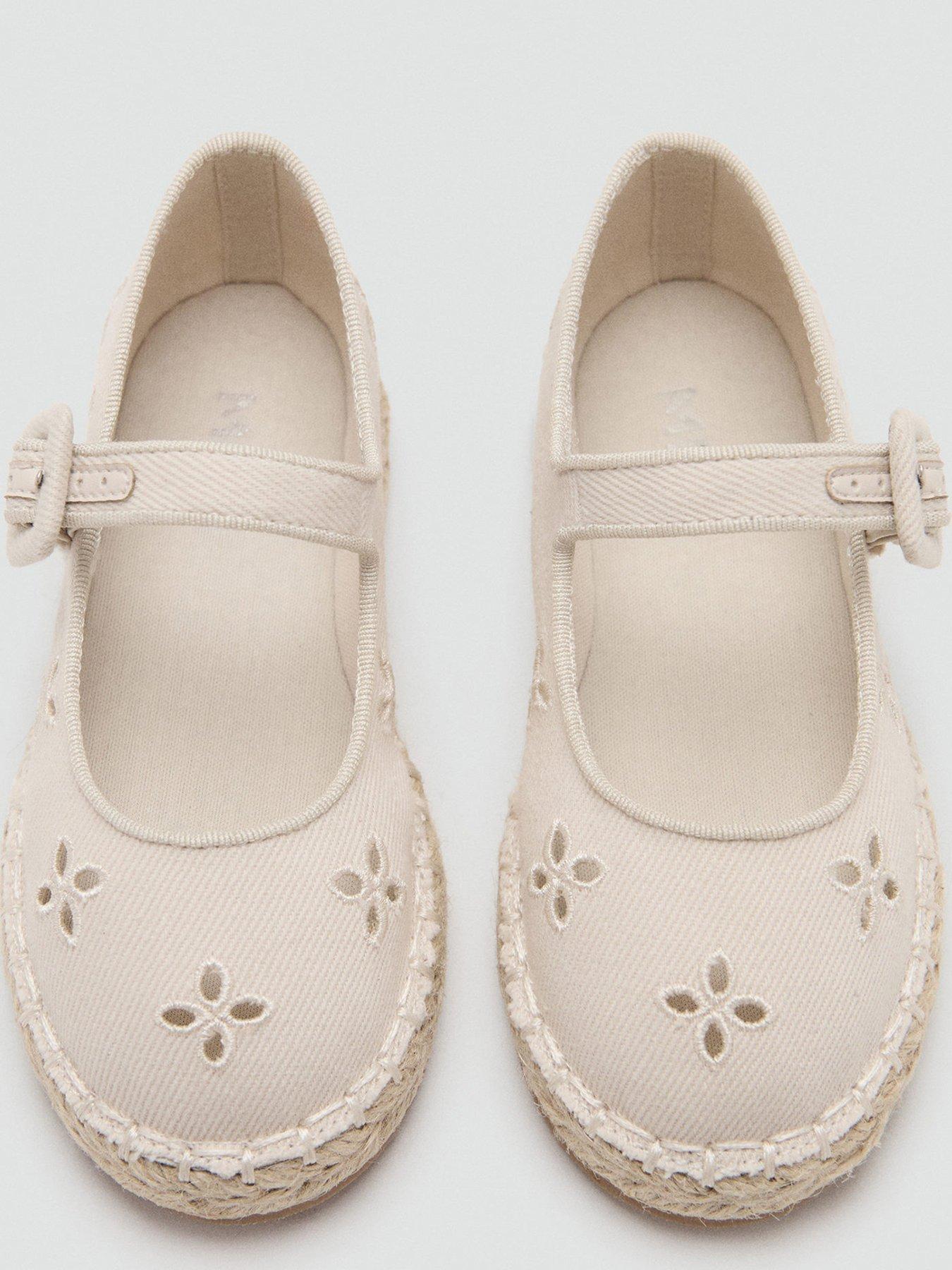 Image 4 of 5 of Mango Younger Girls Embroidered Espadrilles - Beige
