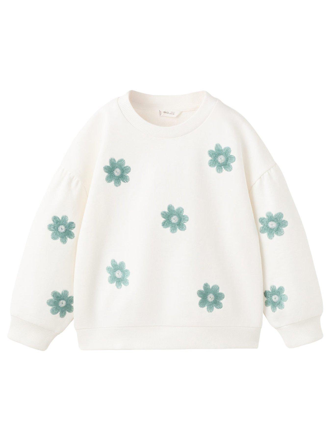 Mango Younger Girls Floral Sweatshirt - Light Cream