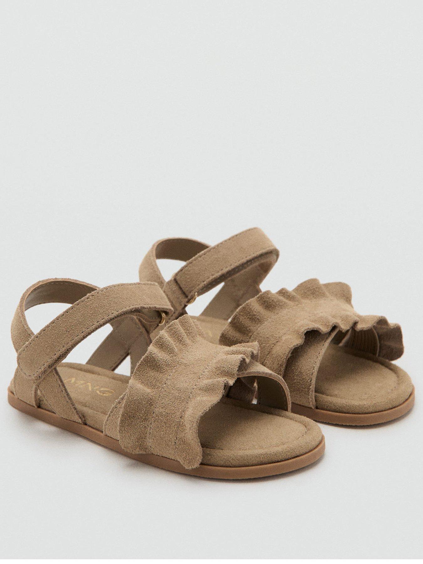 Image 2 of 5 of Mango Younger Girls Leather Cross Over Sandals - Beige