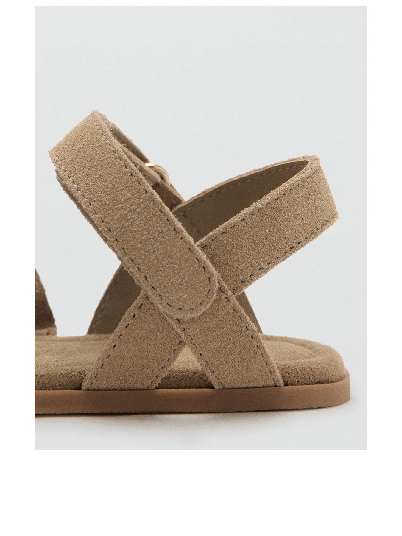 Image 3 of 5 of Mango Younger Girls Leather Cross Over Sandals - Beige