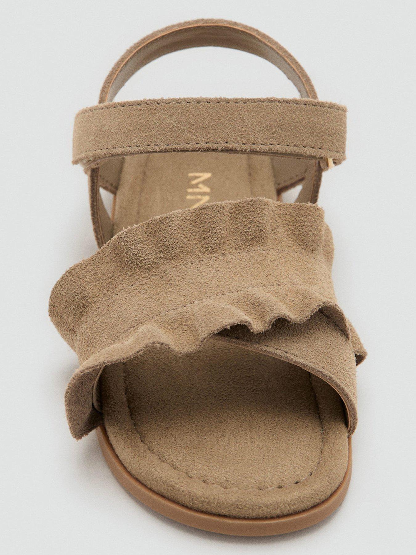 Image 4 of 5 of Mango Younger Girls Leather Cross Over Sandals - Beige