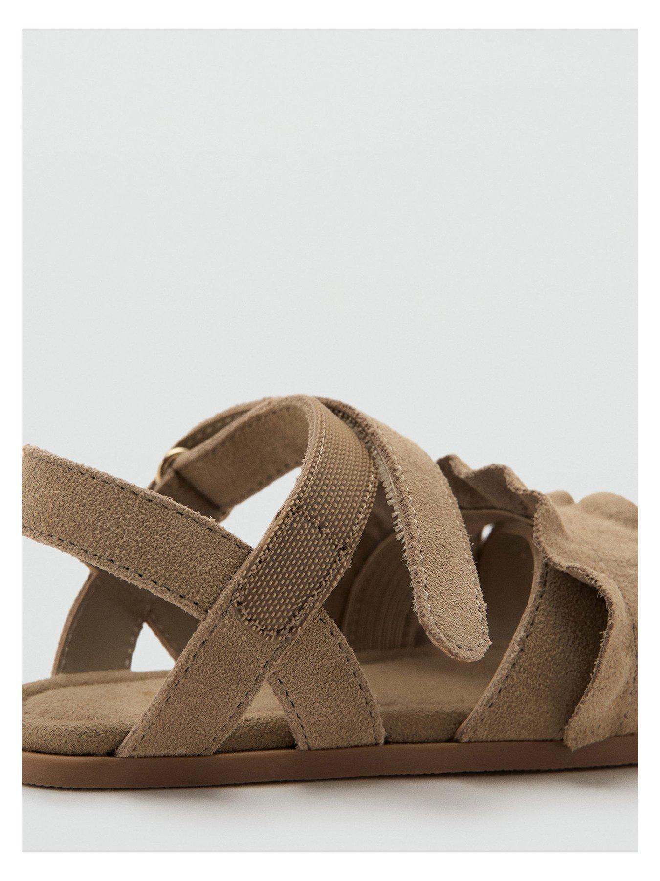 Image 5 of 5 of Mango Younger Girls Leather Cross Over Sandals - Beige