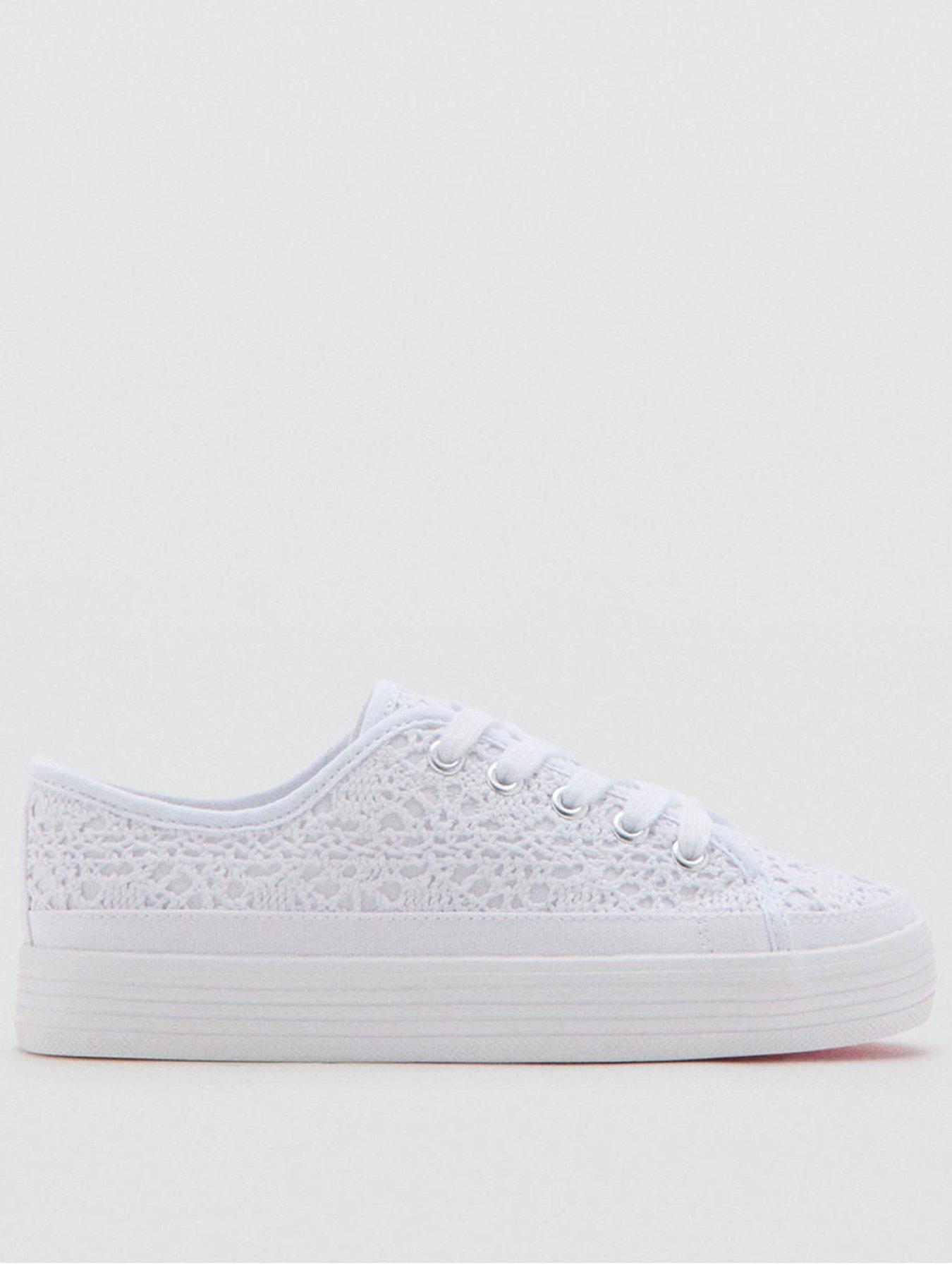 Mango Girls Embroidered Platform Trainers - White