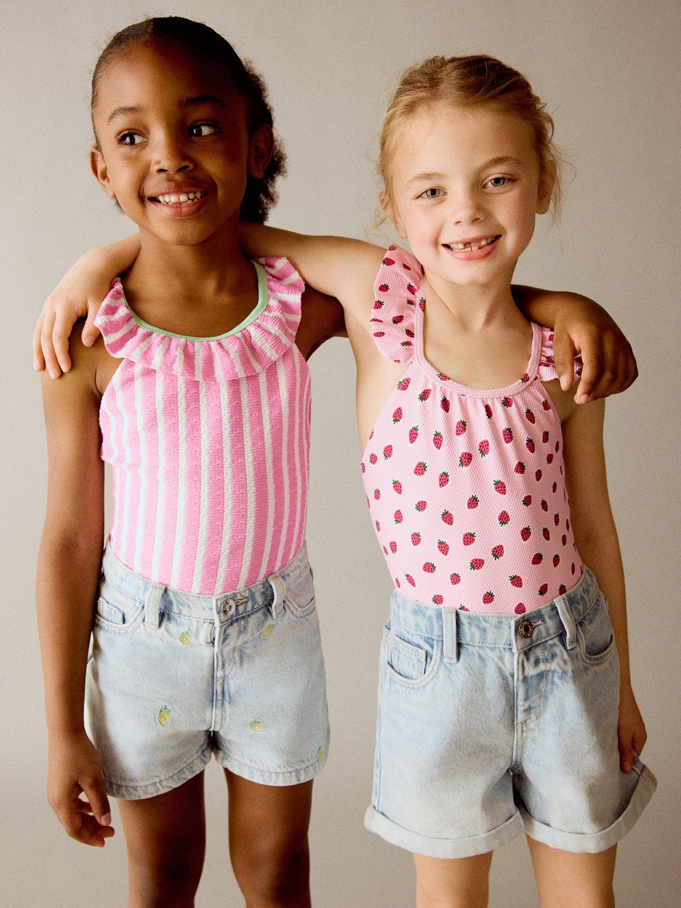 Mango Younger Girls Strawberry Swimsuit - Pink