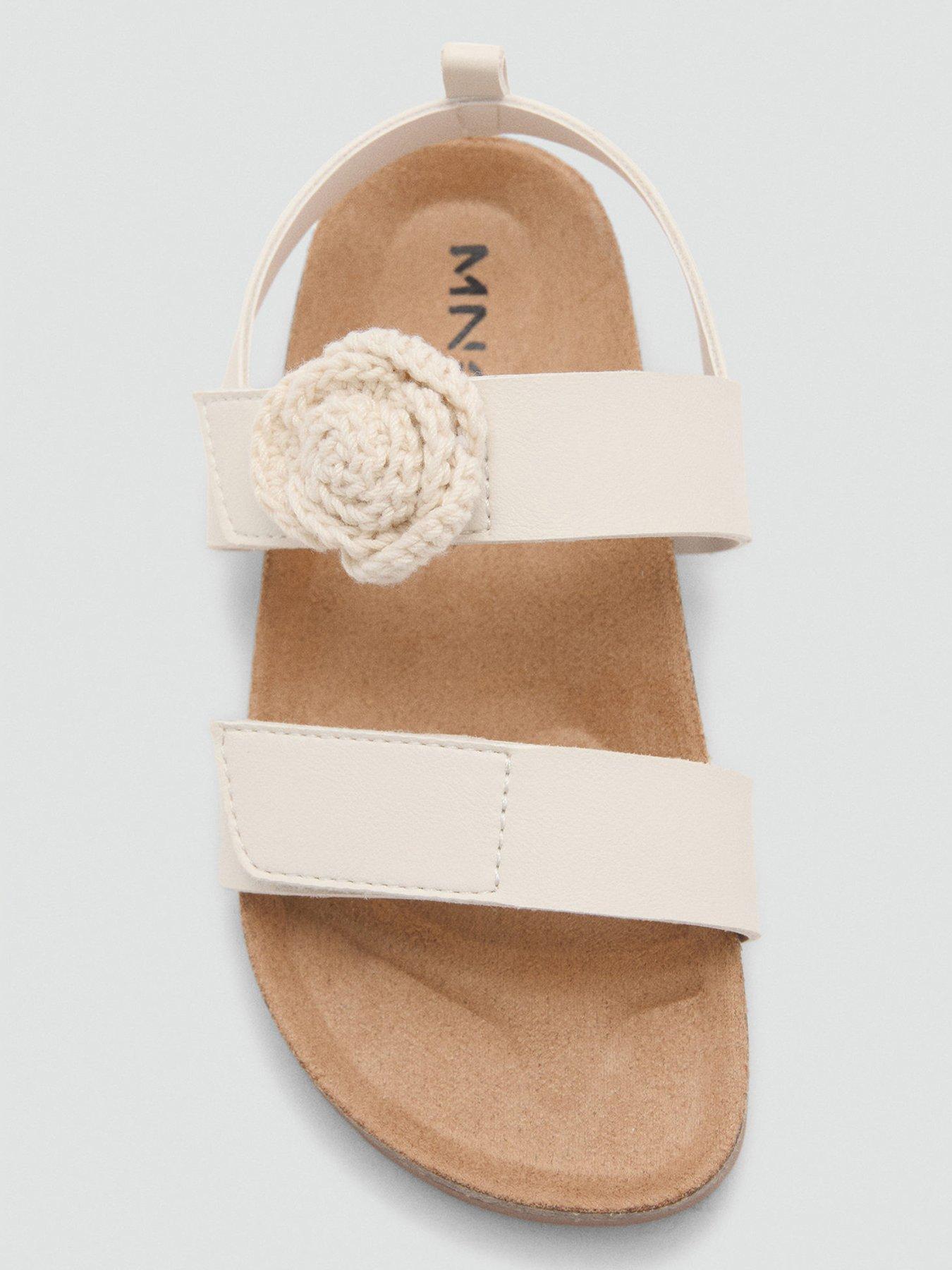 Image 4 of 4 of Mango Younger Girls Crochet Flower Sandals - Light Cream