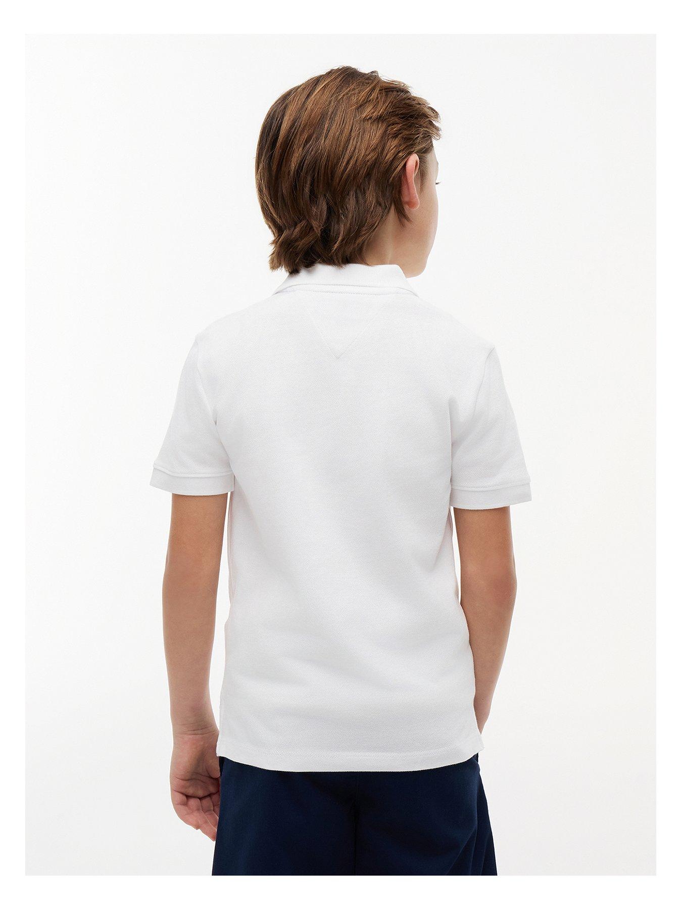 Image 3 of 5 of Tommy Hilfiger Boys Short Sleeve Polo Shirt - White