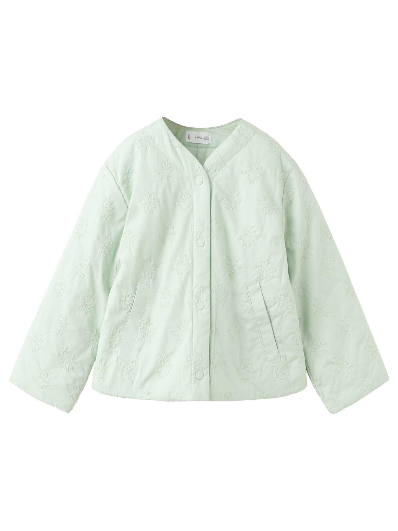 Mango Younger Girls Embroidered Jacket - Light Green