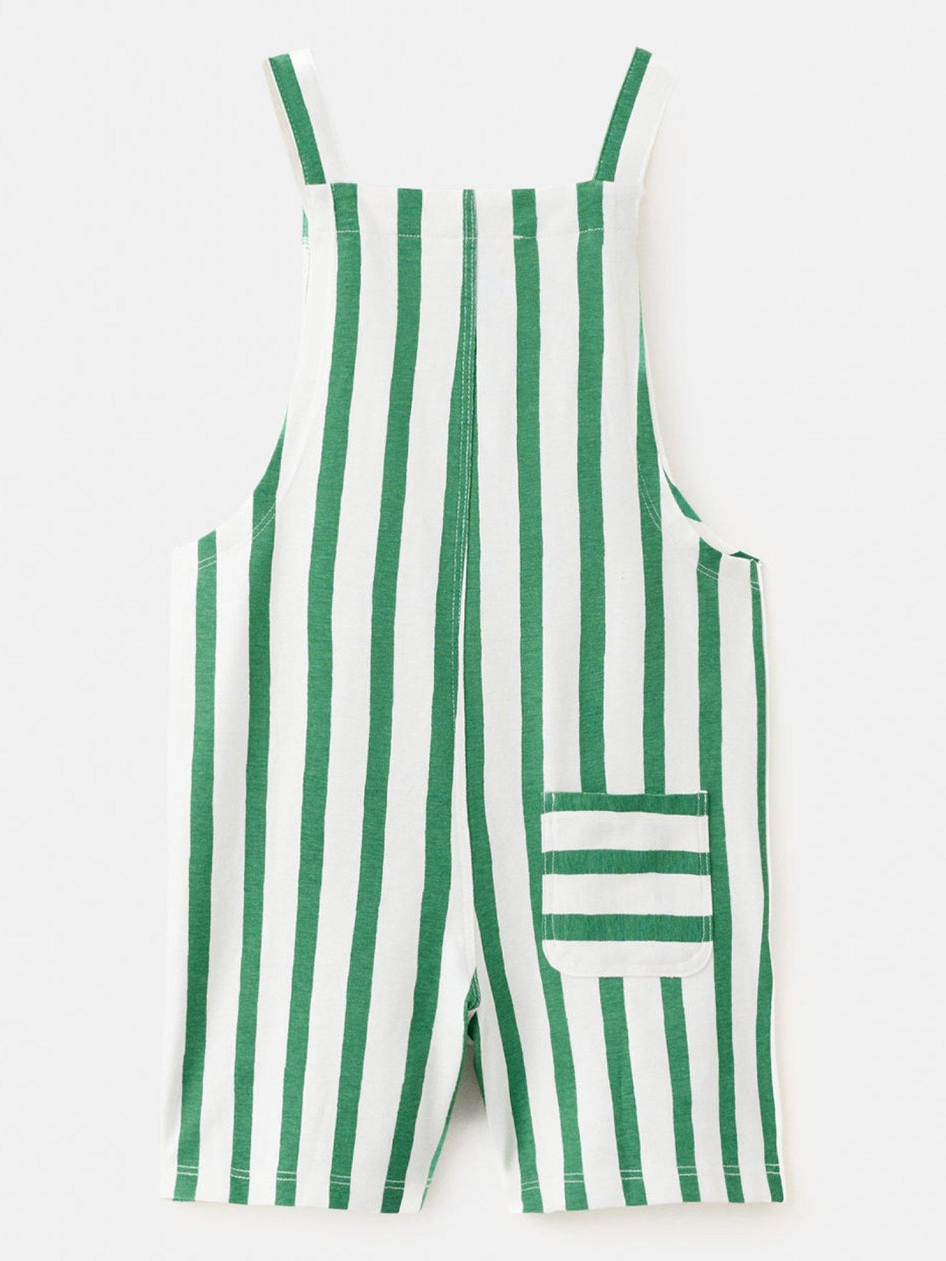 Image 2 of 3 of Mango Younger Boys Stripe Shorty Dungarees - Green