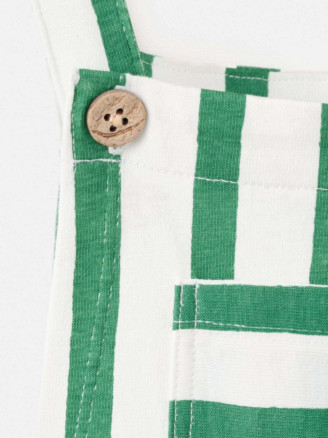 Image 3 of 3 of Mango Younger Boys Stripe Shorty Dungarees - Green