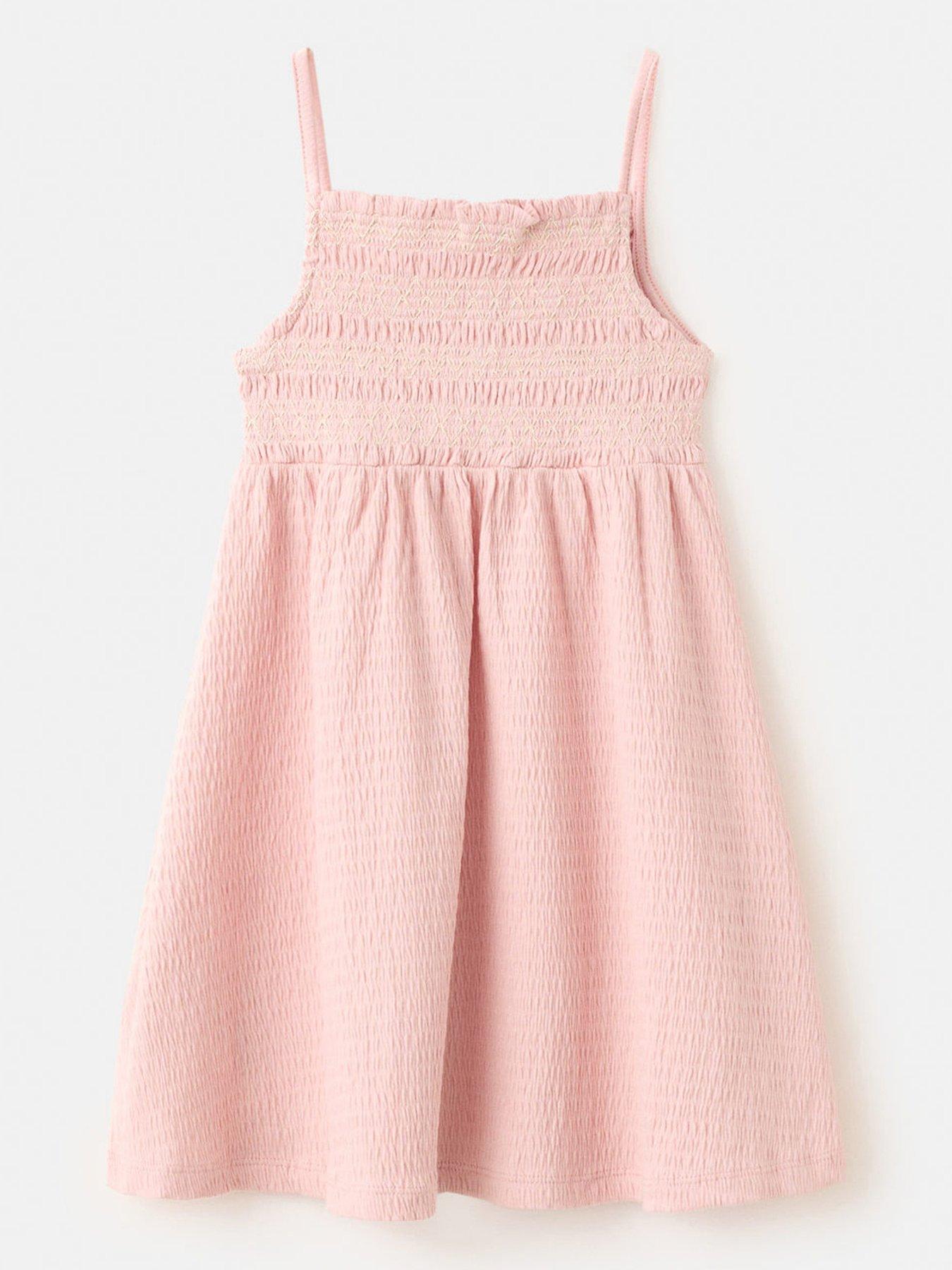 Mango Younger Girls Shirred Bodice Strappy Dress - Pink