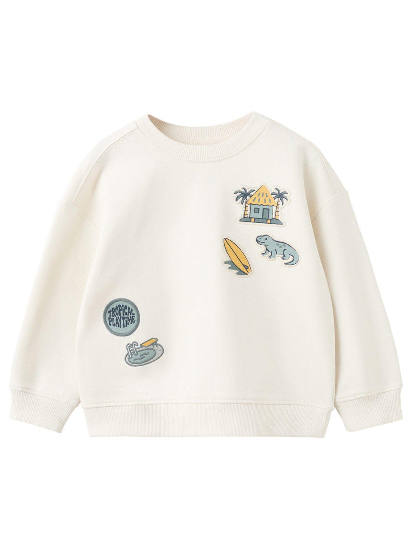 Mango Younger Boys Paradise Awaits Back Print Sweatshirt - Light Cream