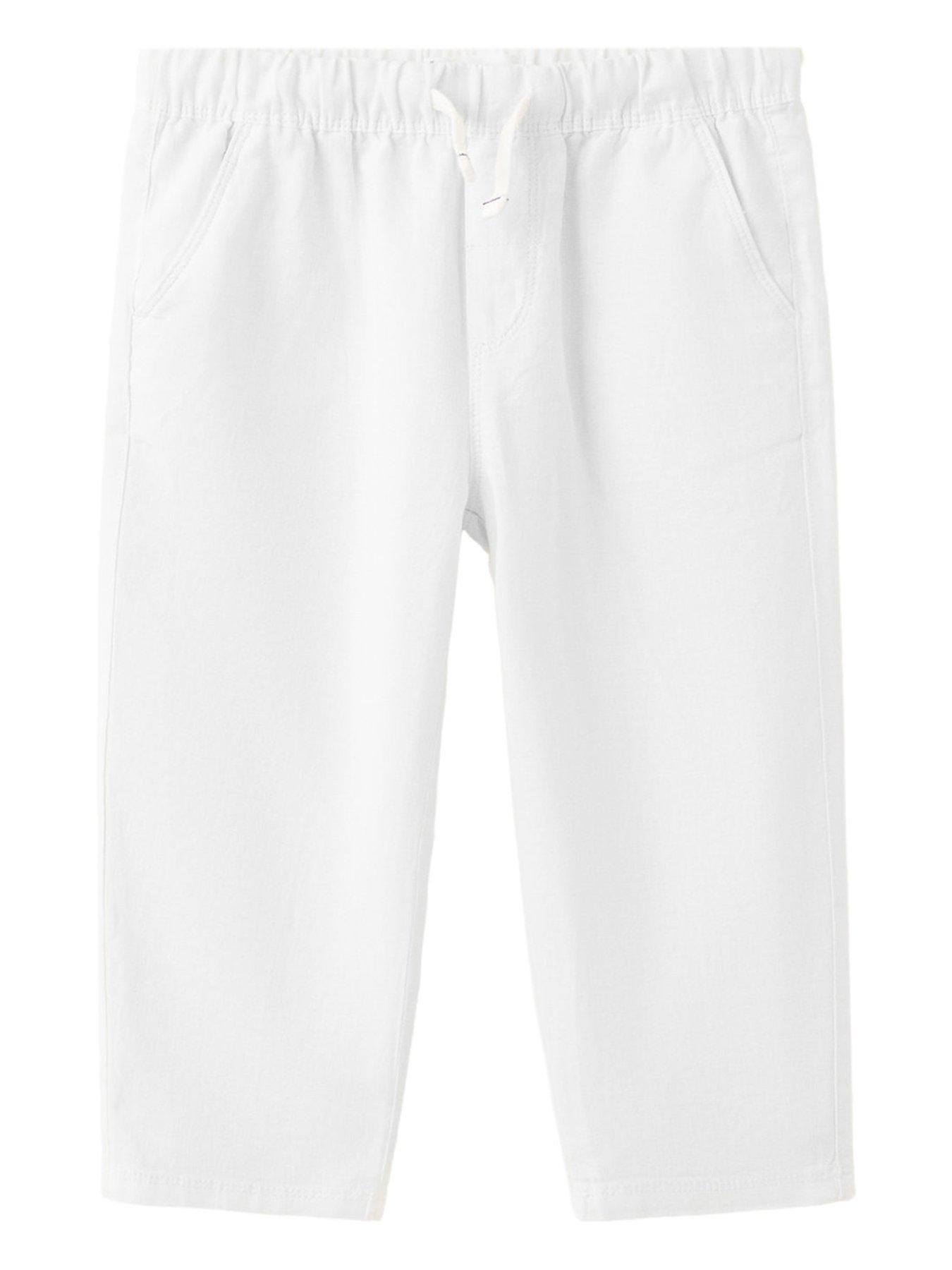 Mango Younger Boys Linen Mix Trousers - Light Cream