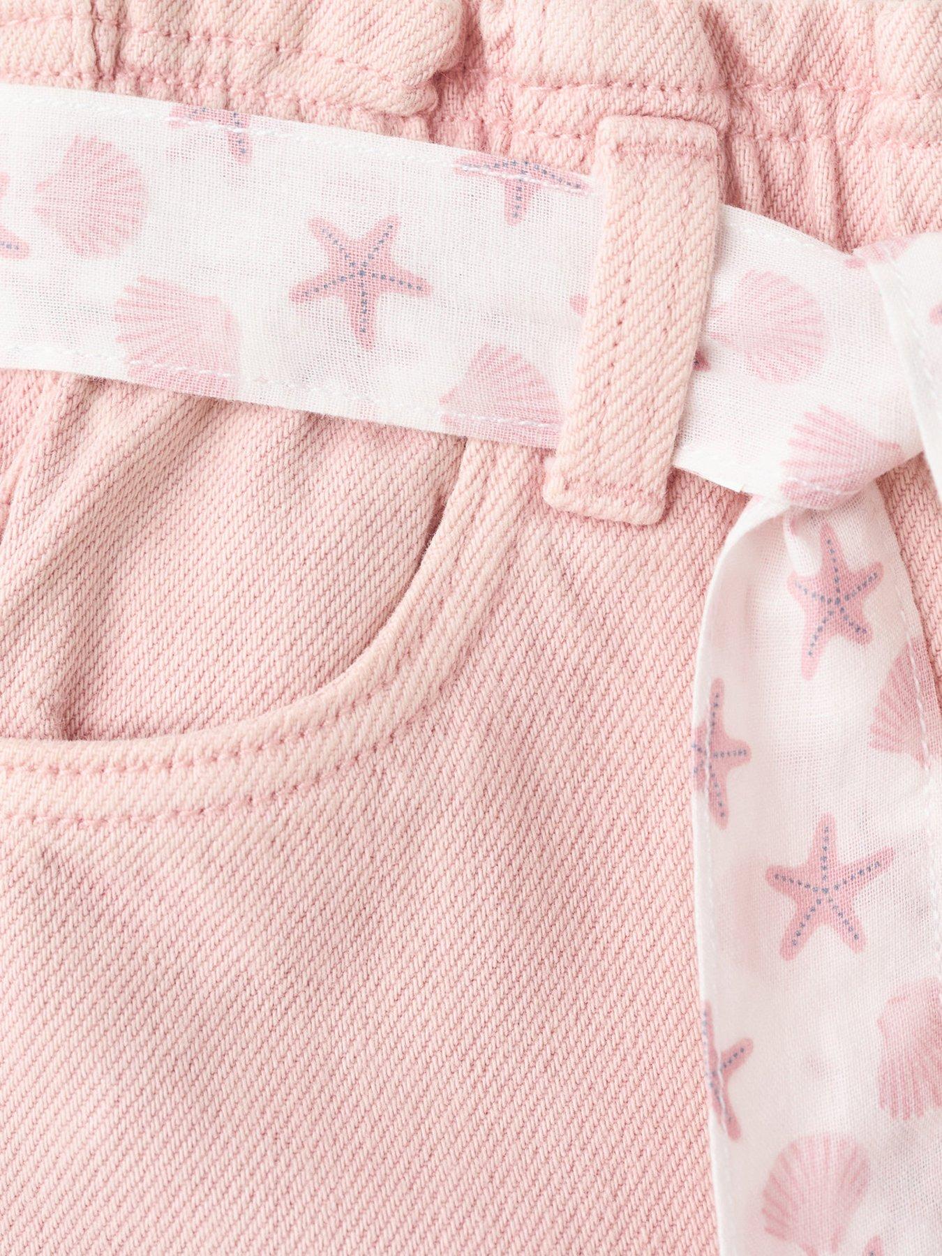 Image 4 of 4 of Mango Younger Girls Belted Denim Shorts - Pink