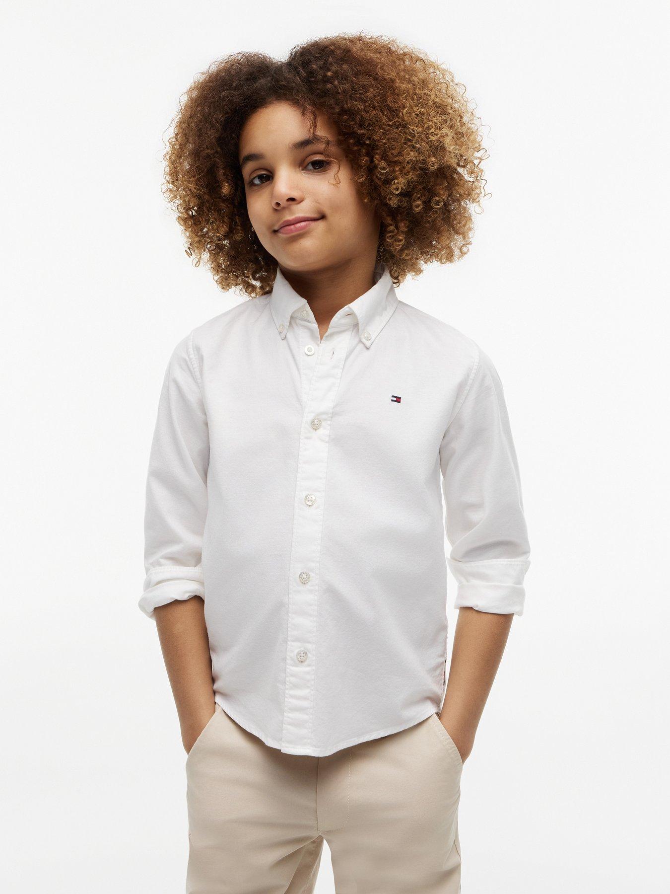 Tommy Hilfiger Boys Long Sleeve Oxford Shirt - White