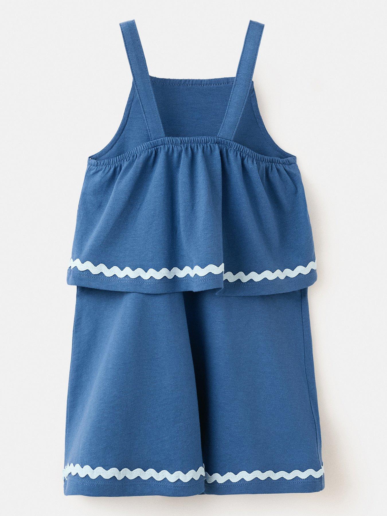 Image 2 of 4 of Mango Younger Girls Tiered Jersey Dress - Navy