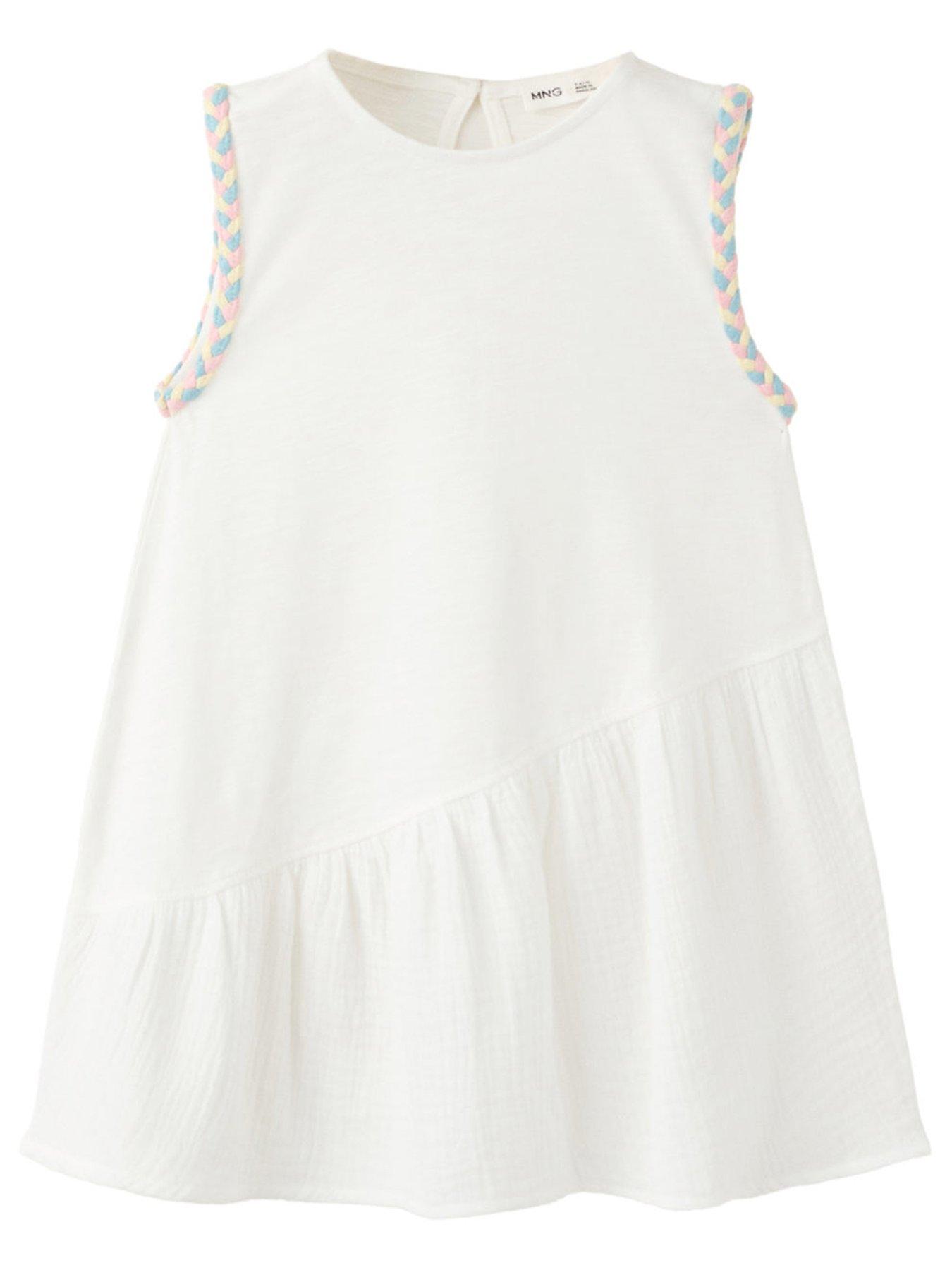 Mango Younger Girls Jersey Dress - Light Cream
