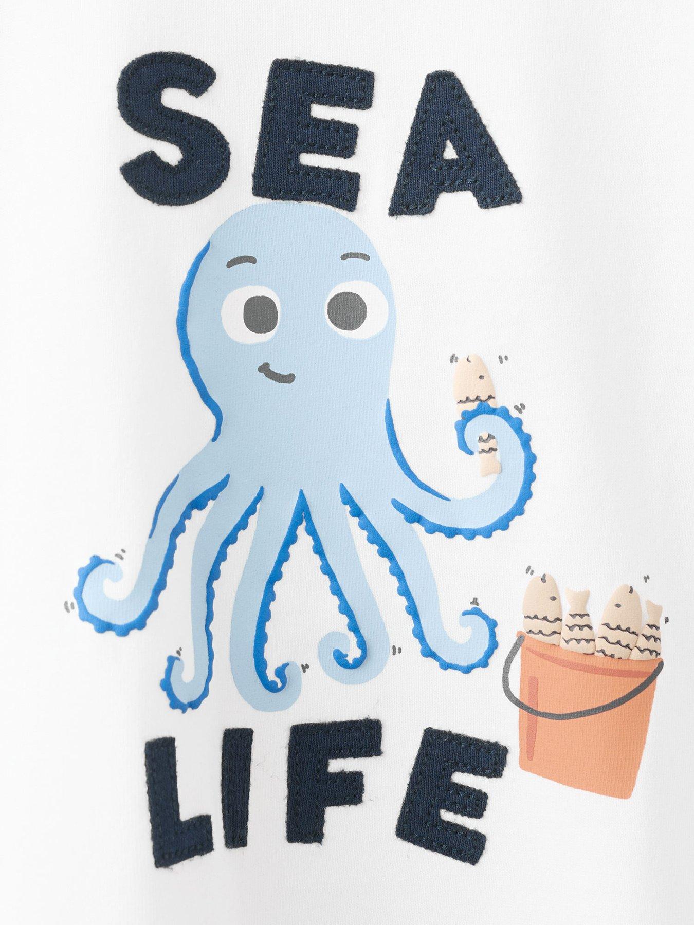 Image 3 of 4 of Mango Younger Boys Sea Life Short Sleeve T-shirt - White