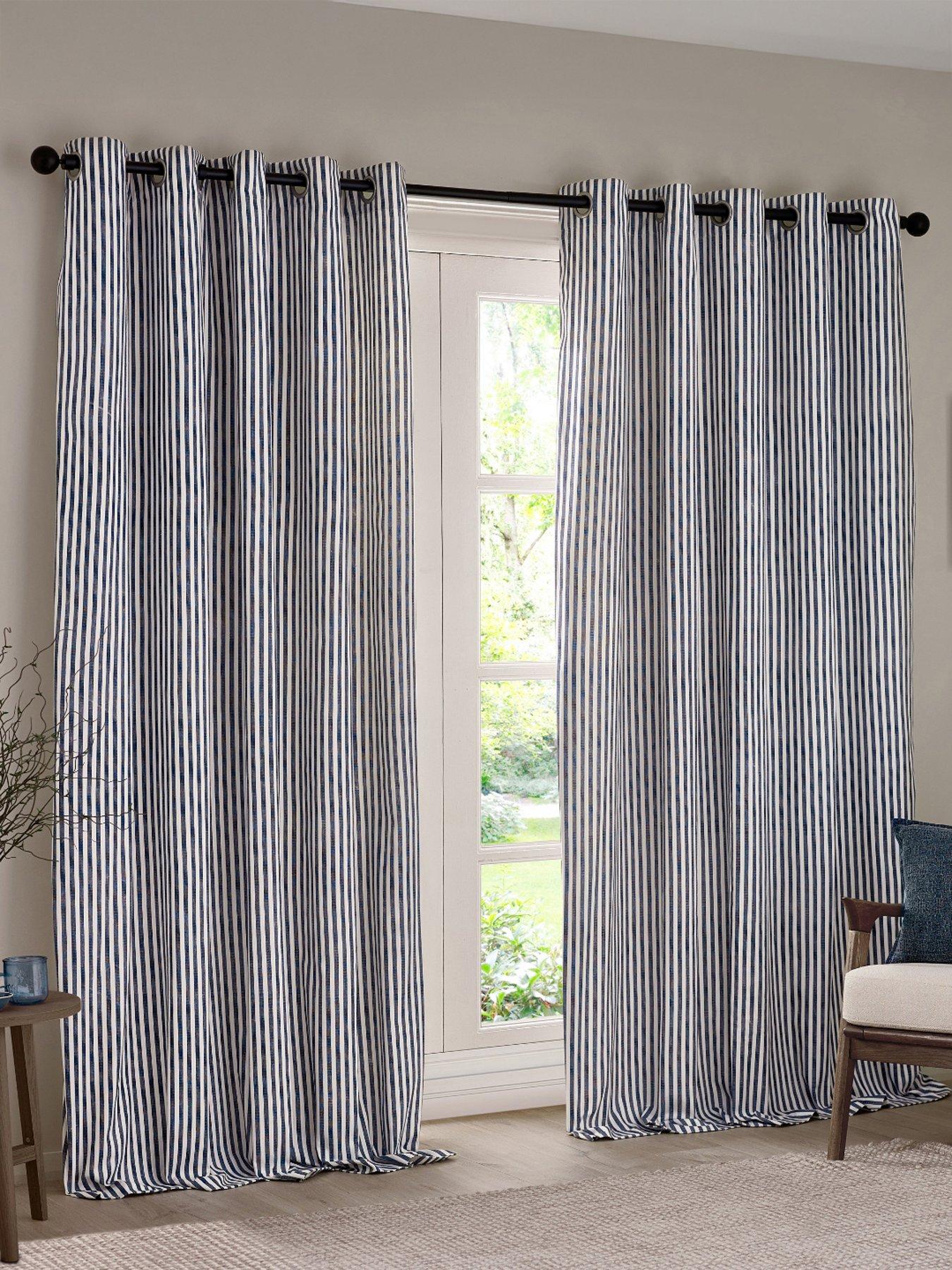 front image of yard-hebden-stripe-blackout-eyelet-curtains
