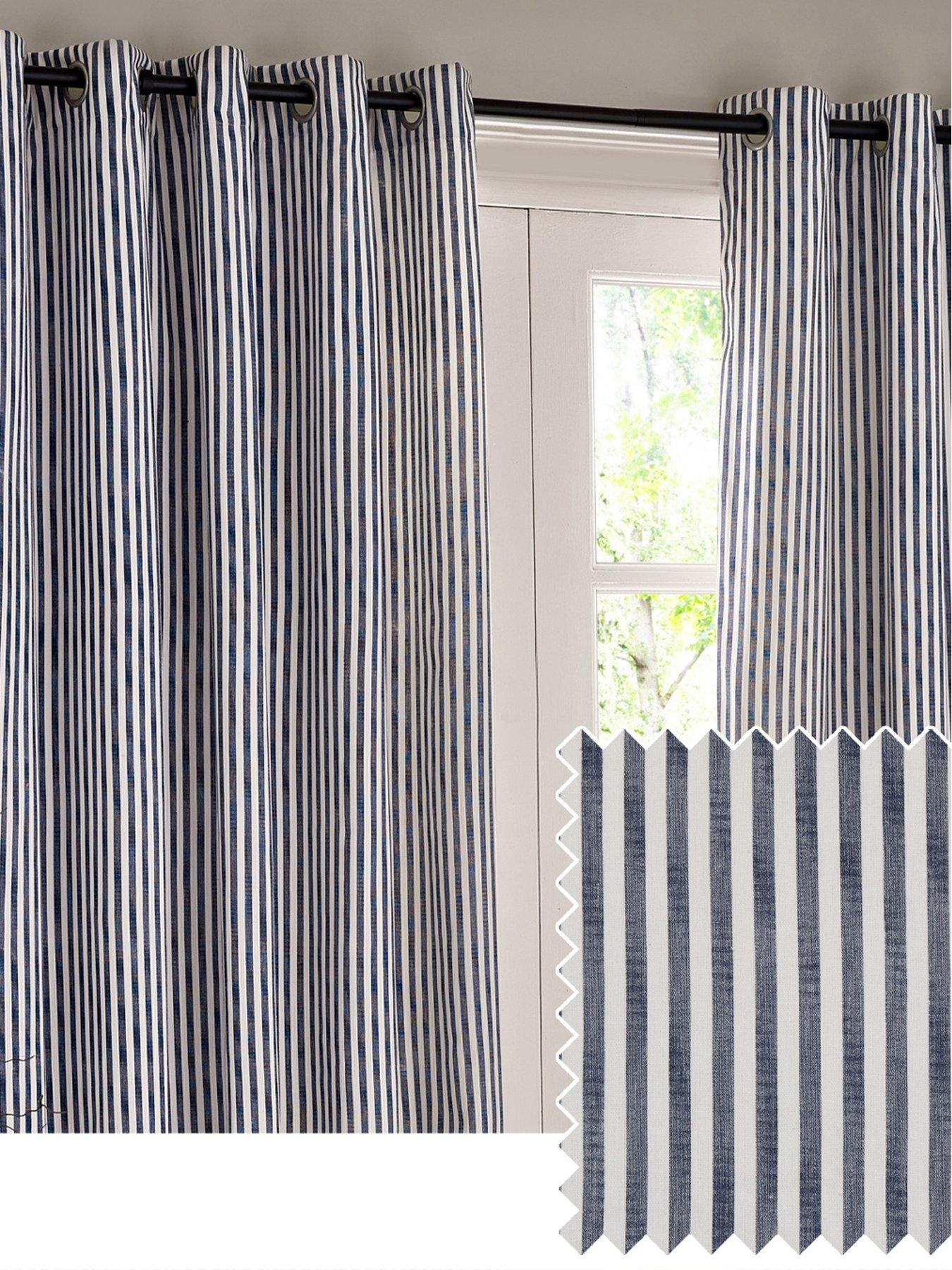  image of yard-hebden-stripe-blackout-eyelet-curtains