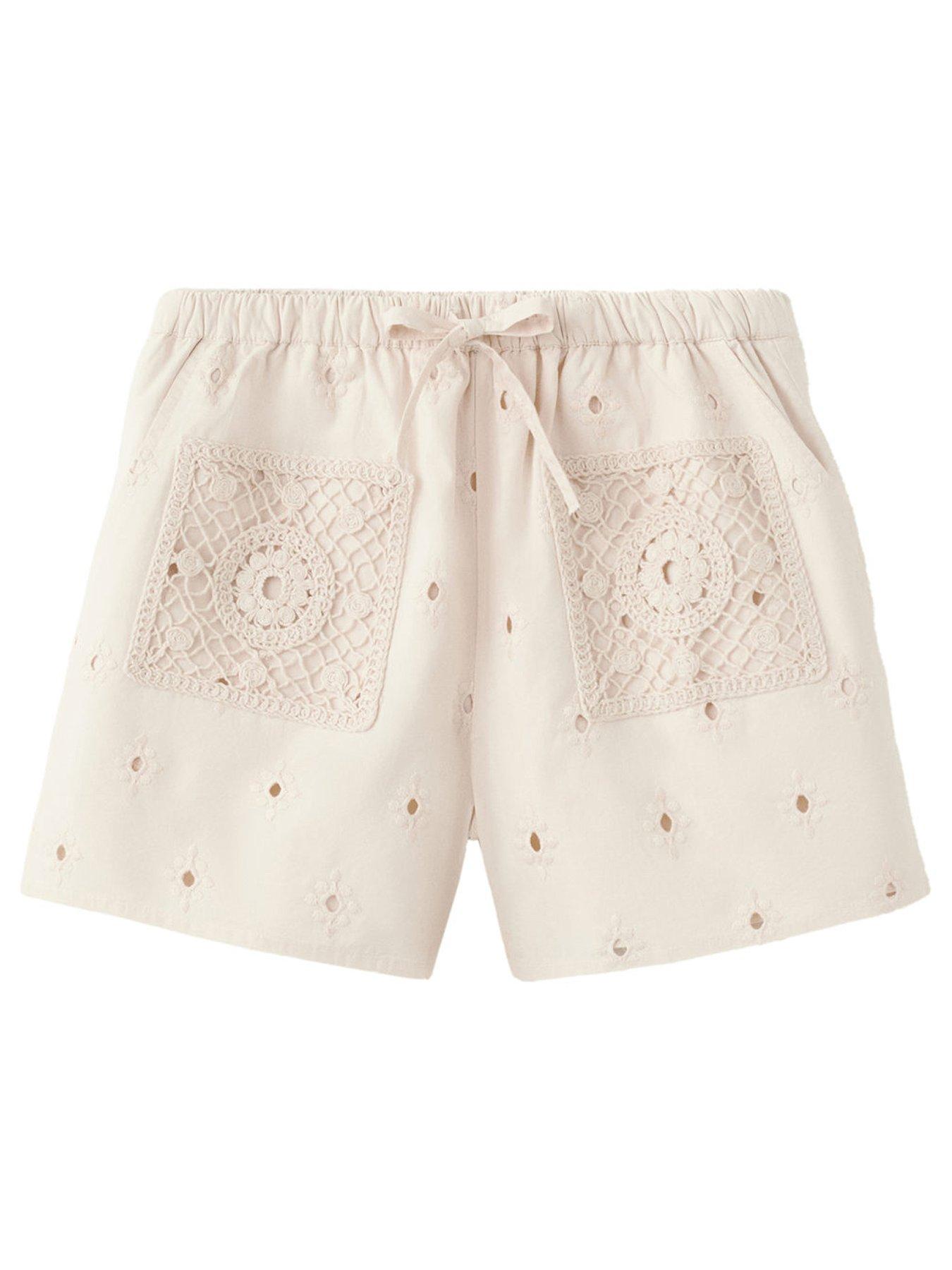 Mango Girls Crochet Detail Shorts - Cream