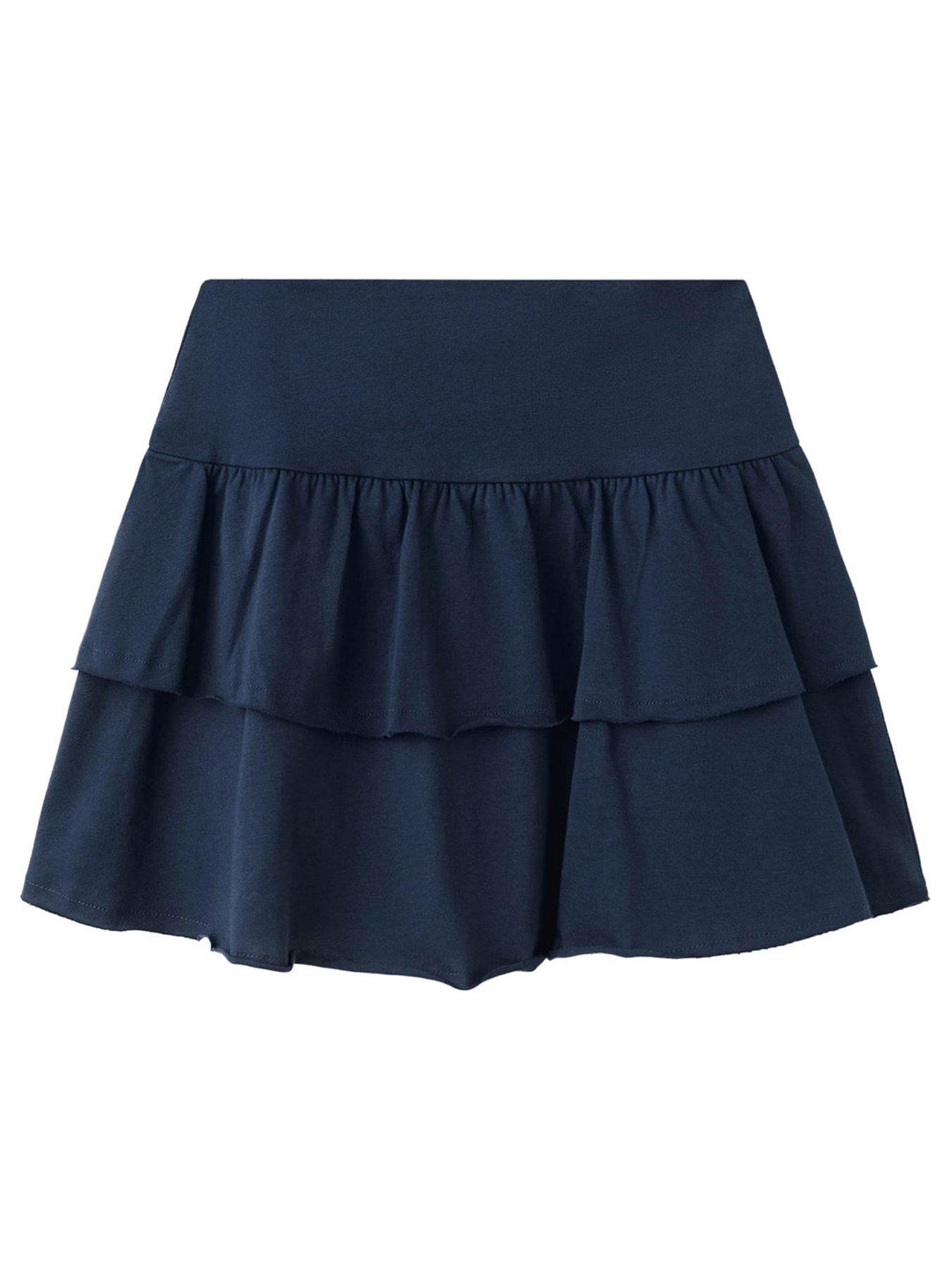 Mango Girls Jersey Tiered Skirt - Navy