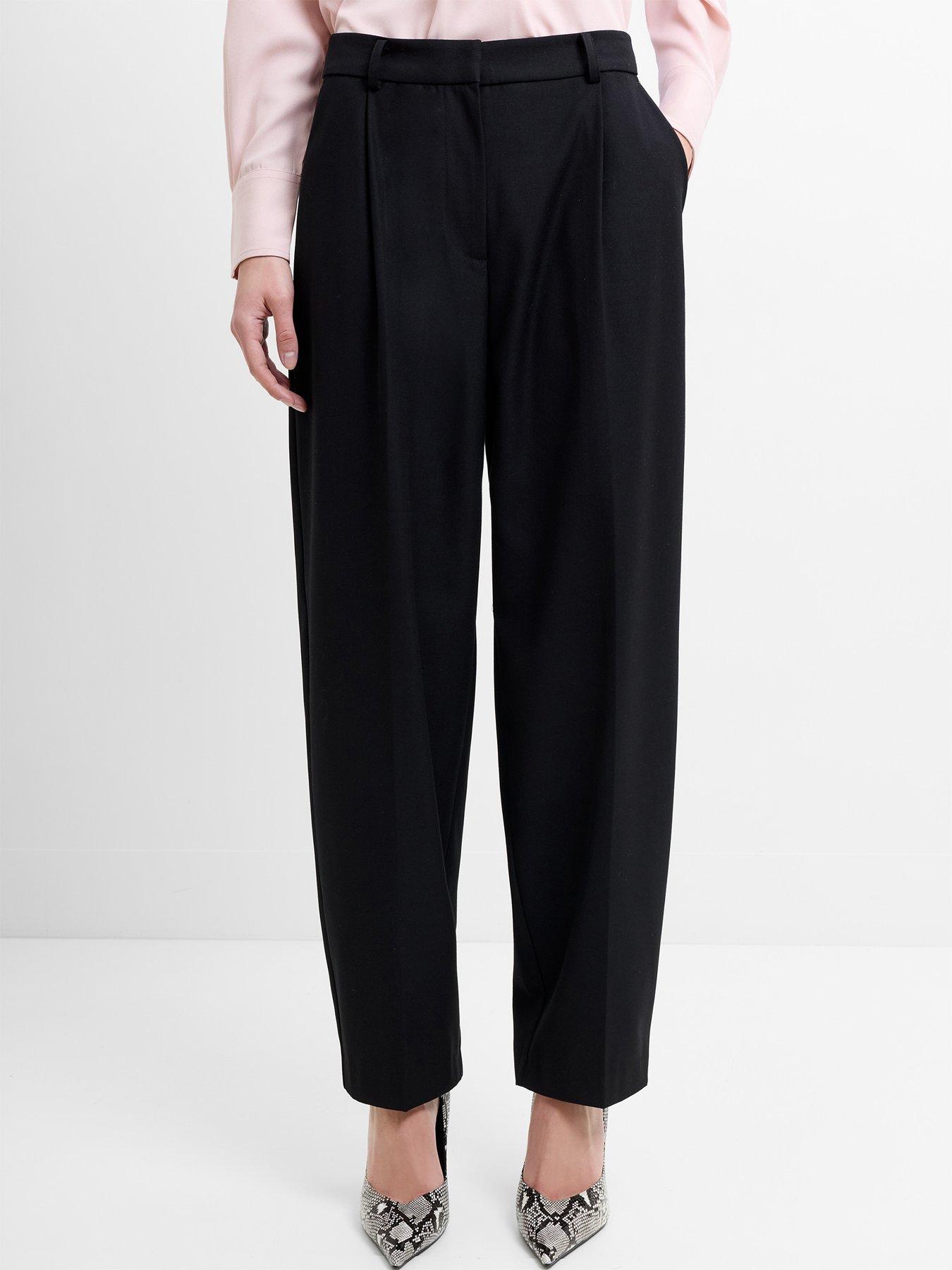 french-connection-barrel-leg-formal-trousers-black