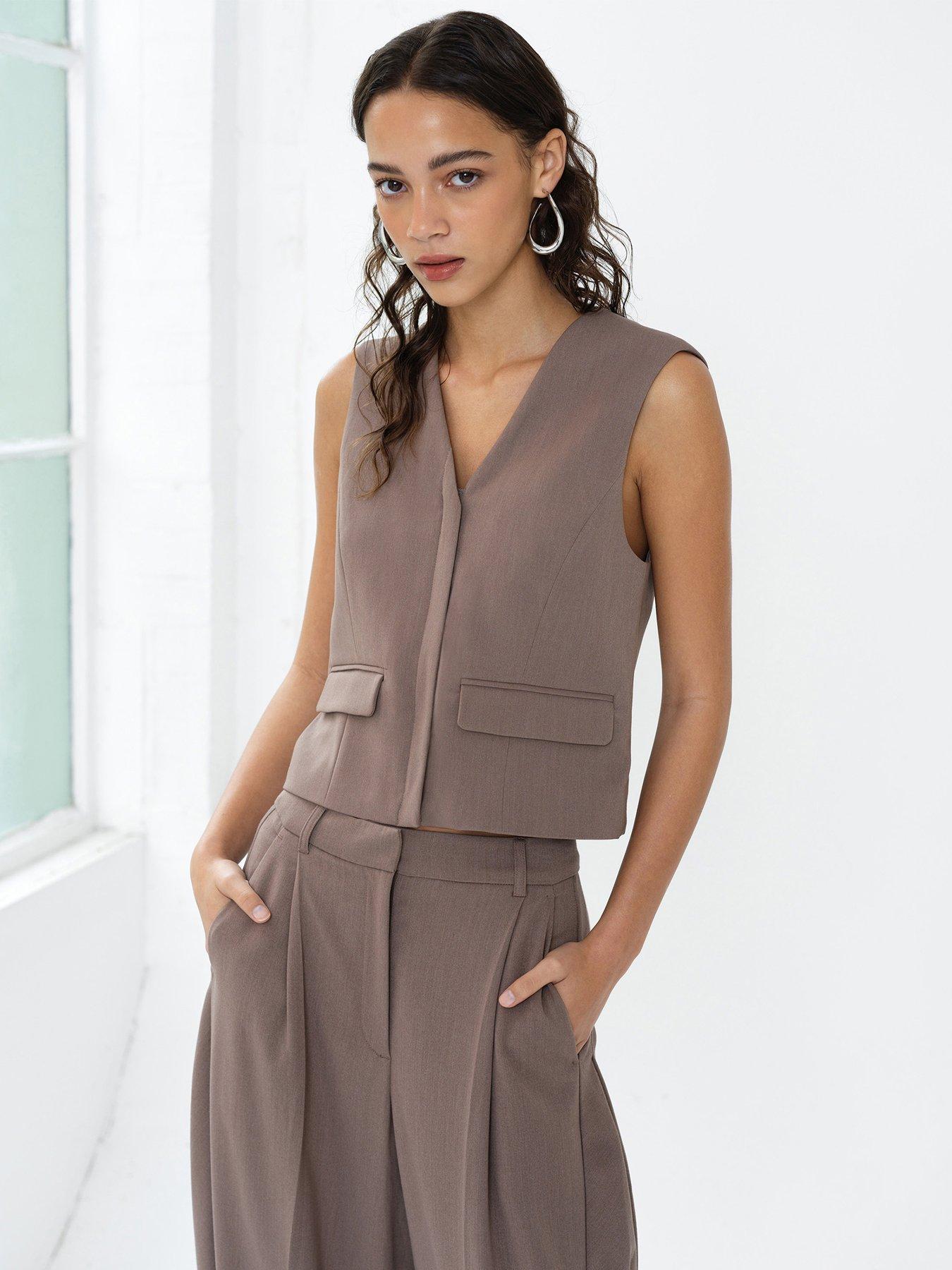  image of french-connection-v-neck-sleeveless-waistcoat