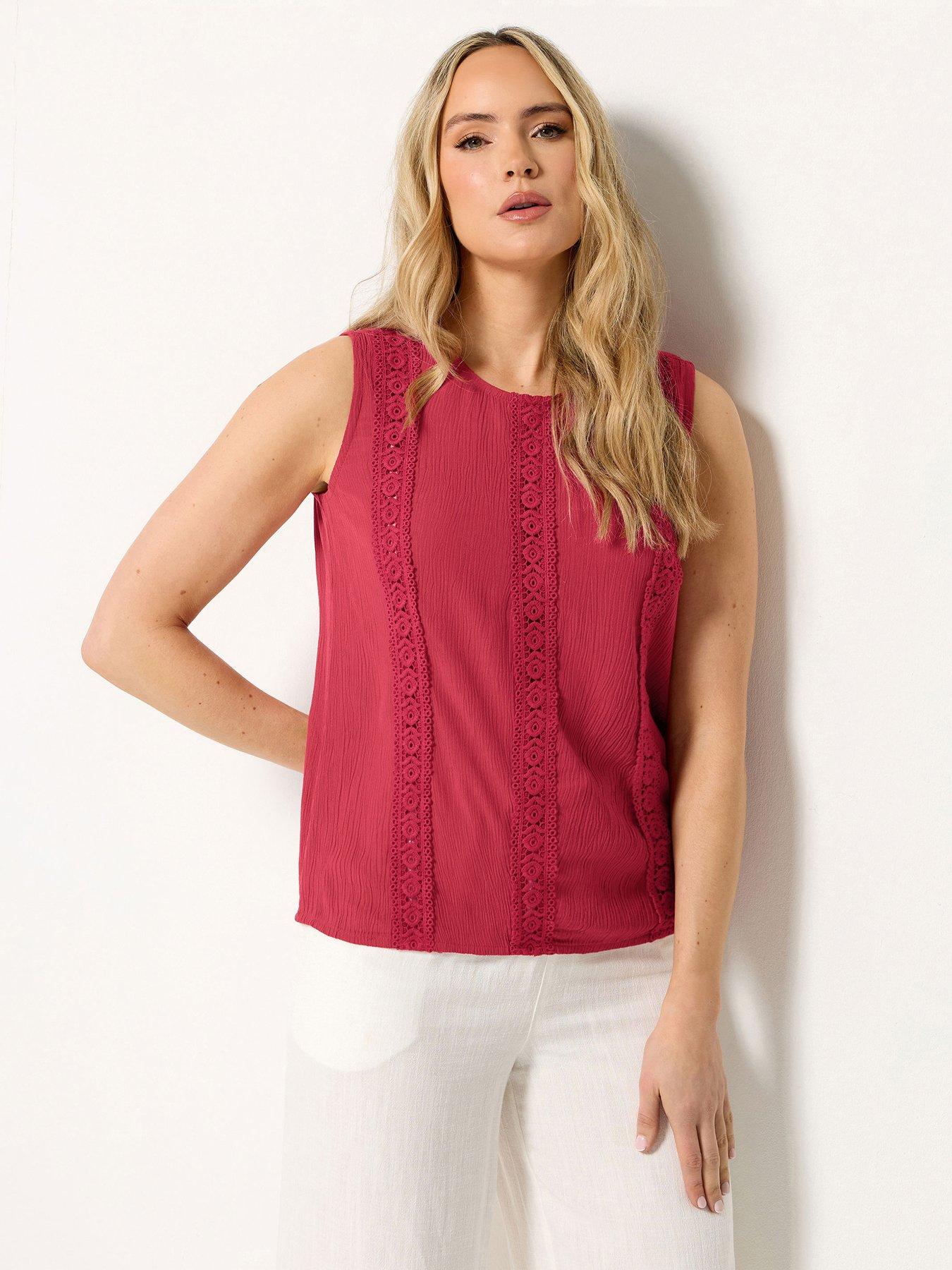 Image 1 of 5 of Long Tall Sally Tall Lace Detail Crinkle Vest