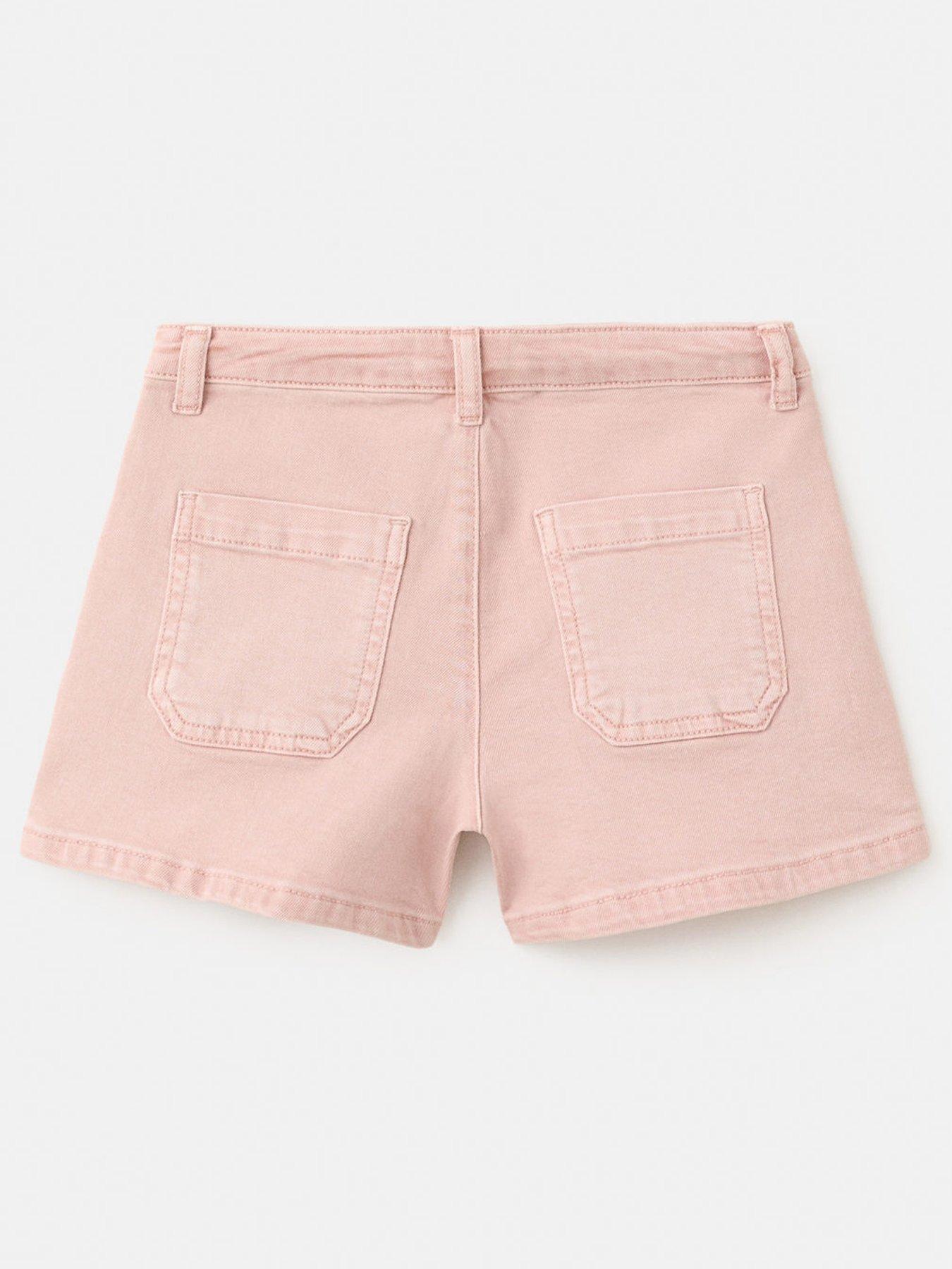 Image 2 of 4 of Mango Girls Rhinestone Pocket Denim Shorts - Pink