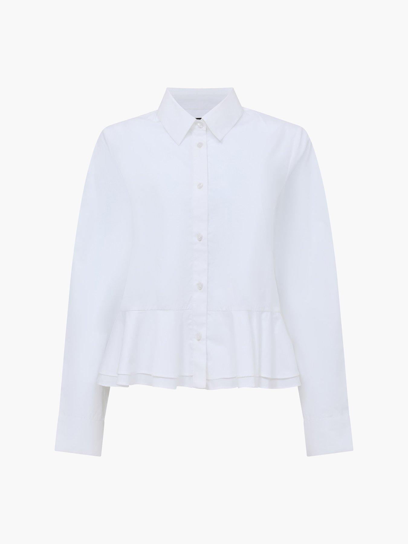 Image 5 of 5 of French Connection Cambria Ruffle Hem Peplum Shirt - White