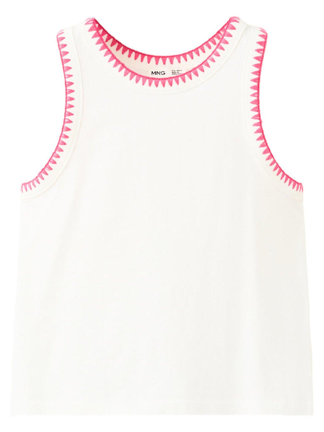 Mango Girls Whip Stitch Vest Top - Light Cream
