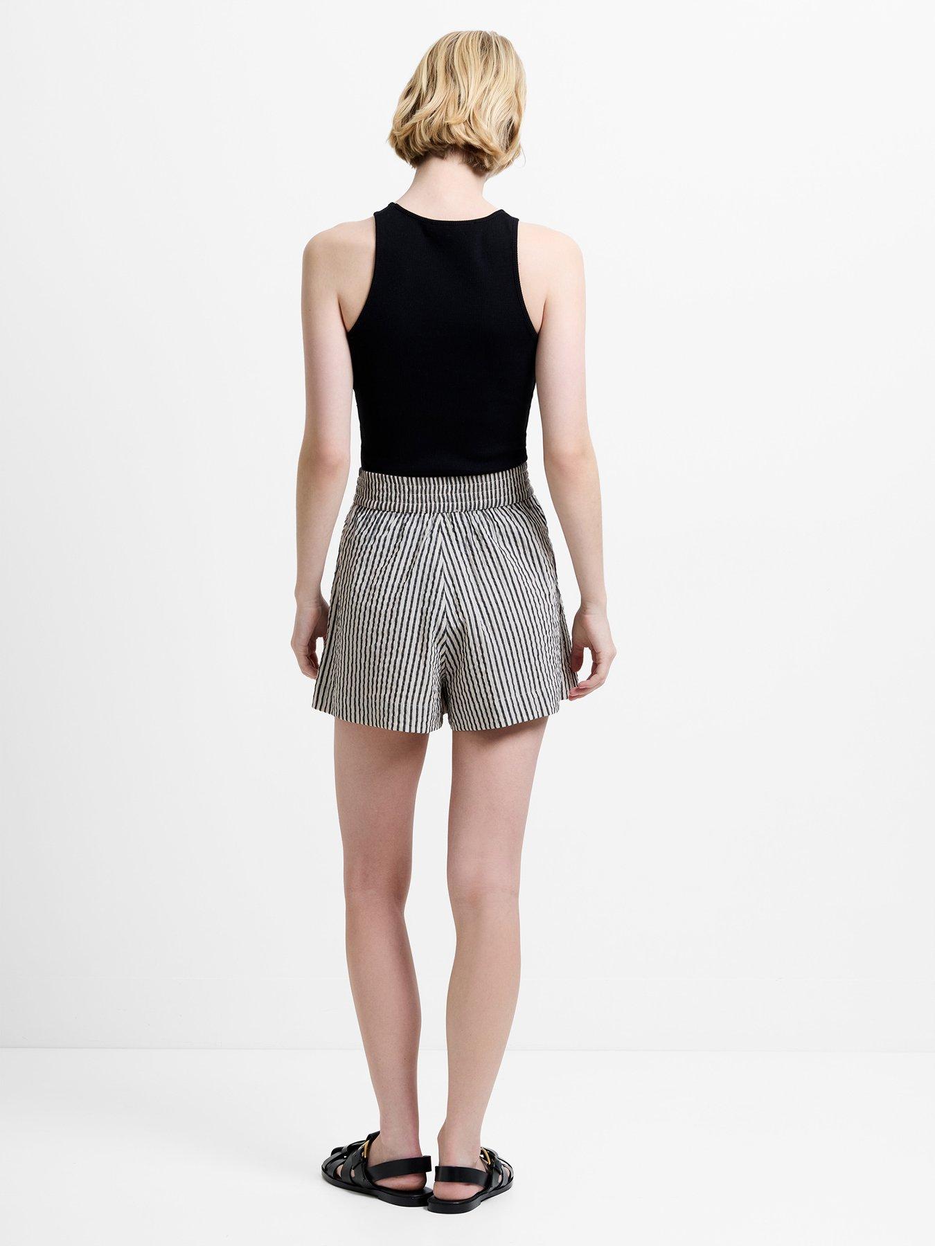  image of french-connection-cotton-striped-crinkle-mini-shorts
