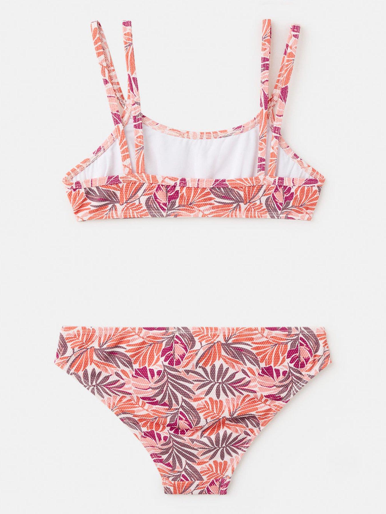 Image 2 of 4 of Mango Girls Leaf Print Bikini - Orange