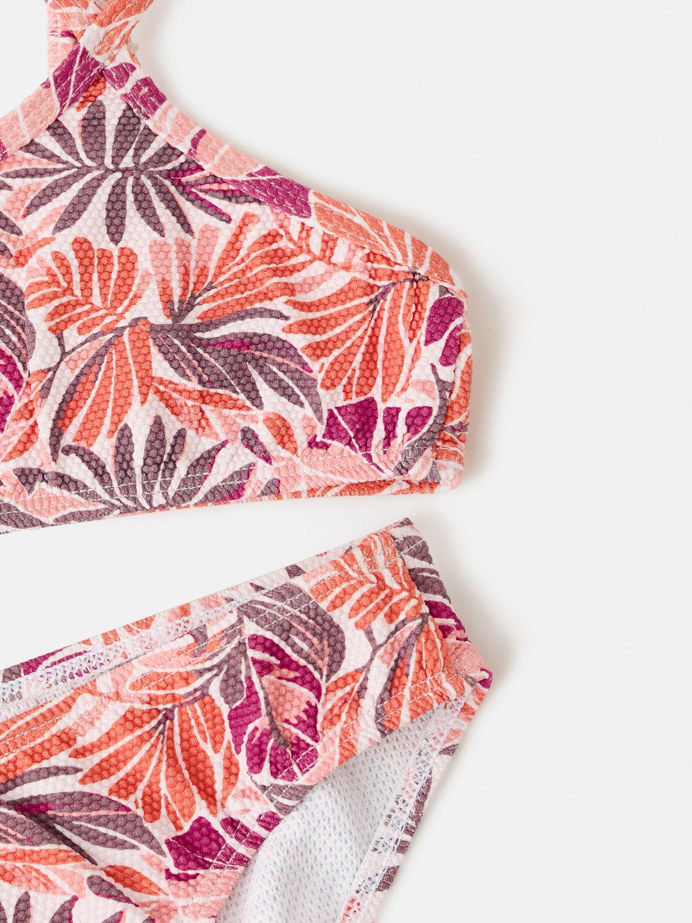 Image 4 of 4 of Mango Girls Leaf Print Bikini - Orange