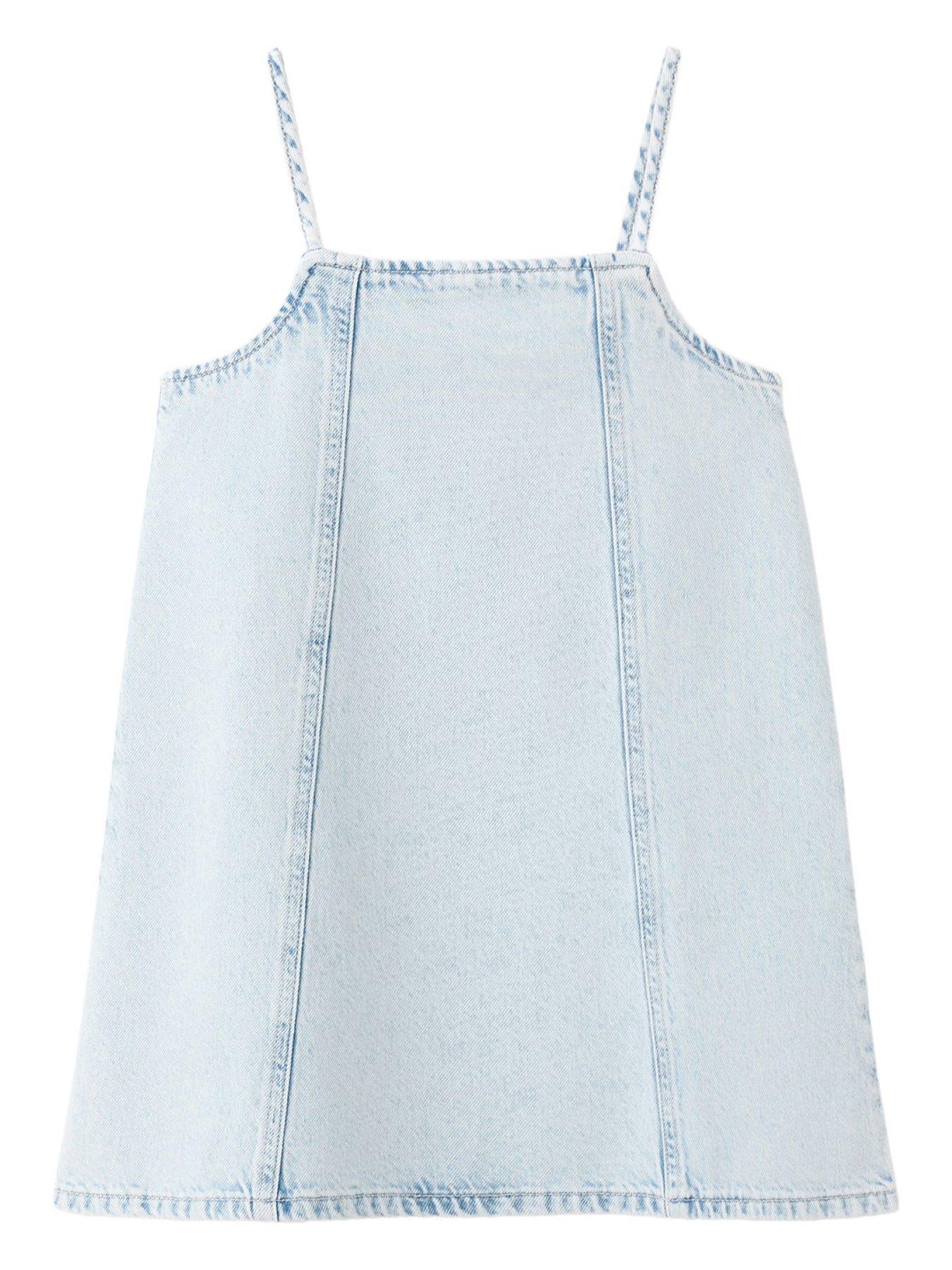 Mango Girls Strappy Denim Dress - Light Blue