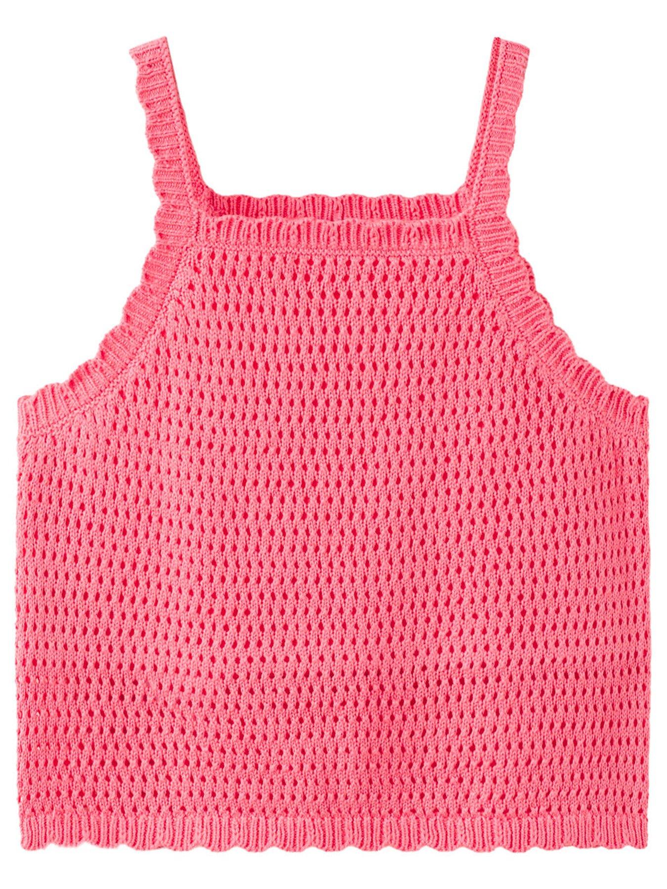 Image 1 of 4 of Mango Girls Crochet Vest Top - Light Red
