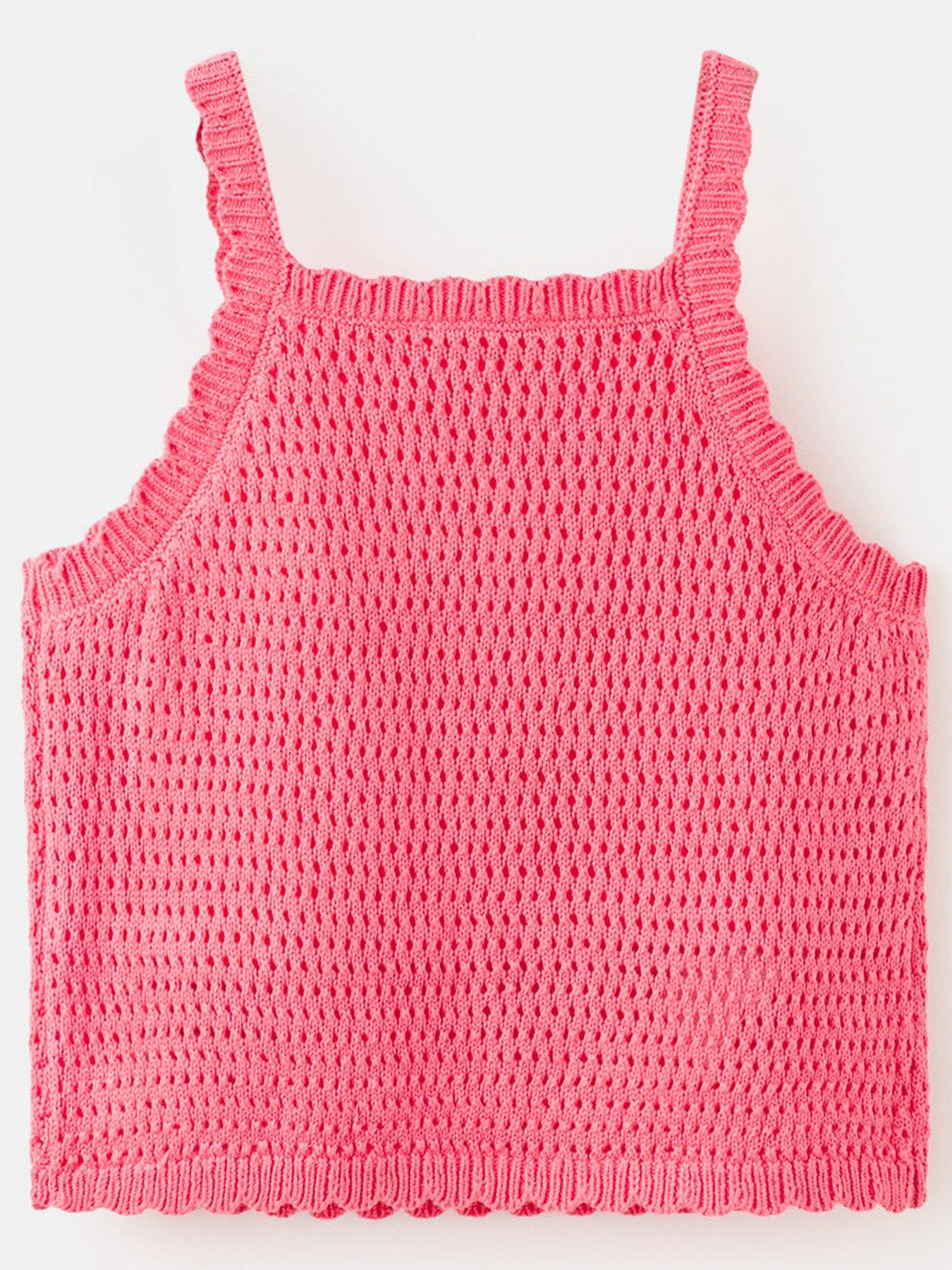 Image 2 of 4 of Mango Girls Crochet Vest Top - Light Red