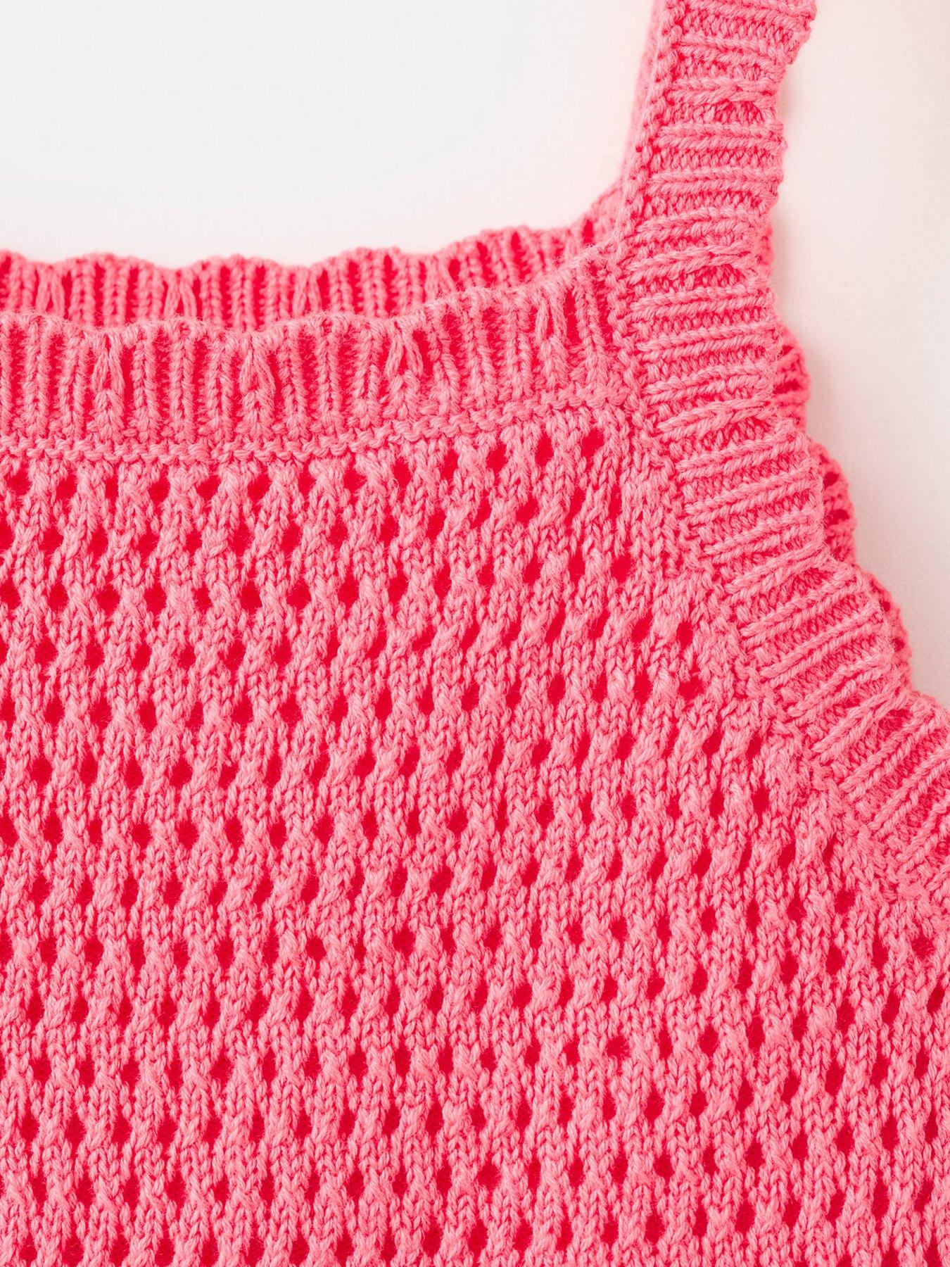 Image 3 of 4 of Mango Girls Crochet Vest Top - Light Red