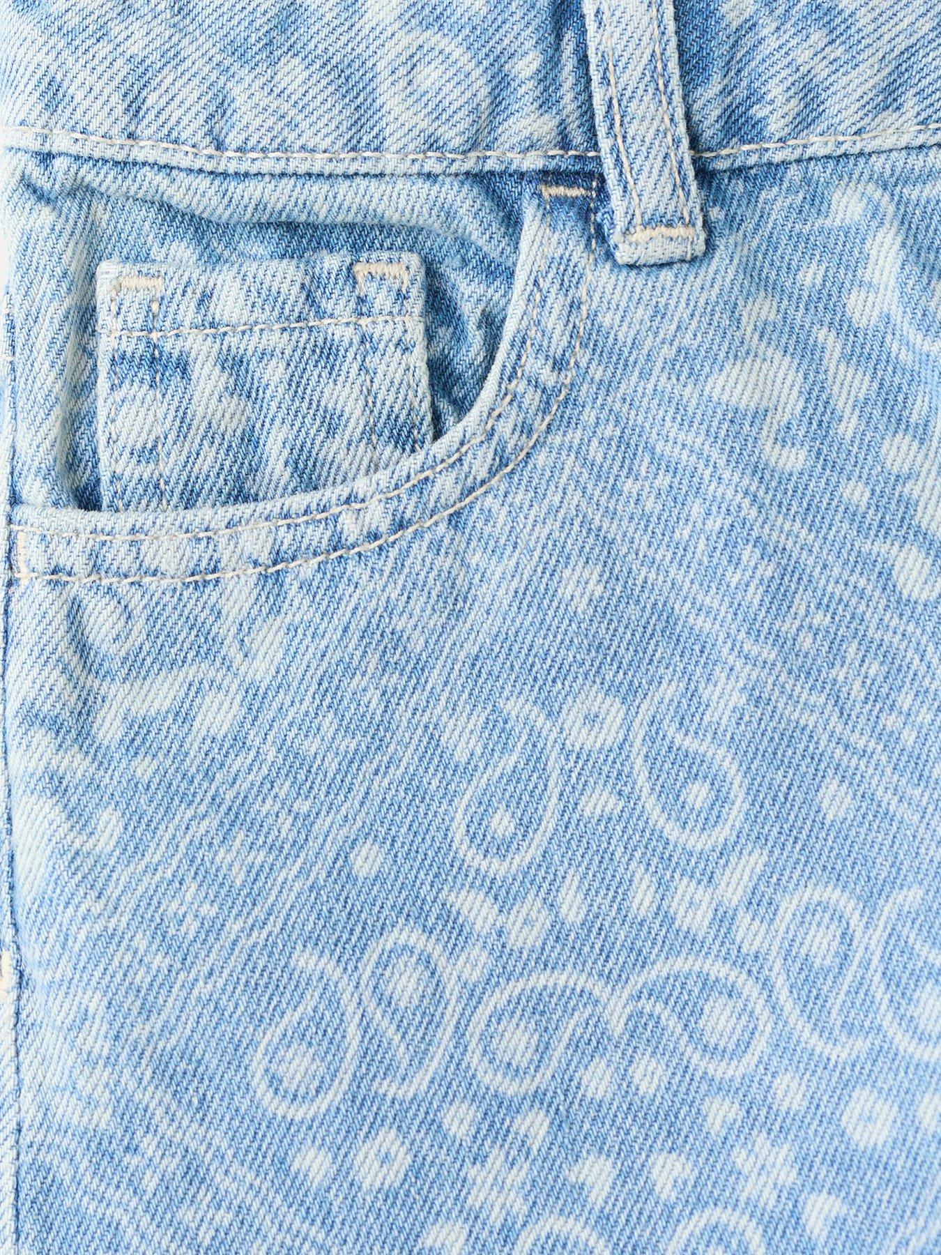 Image 3 of 4 of Mango Girls Printed Denim Shorts - Blue