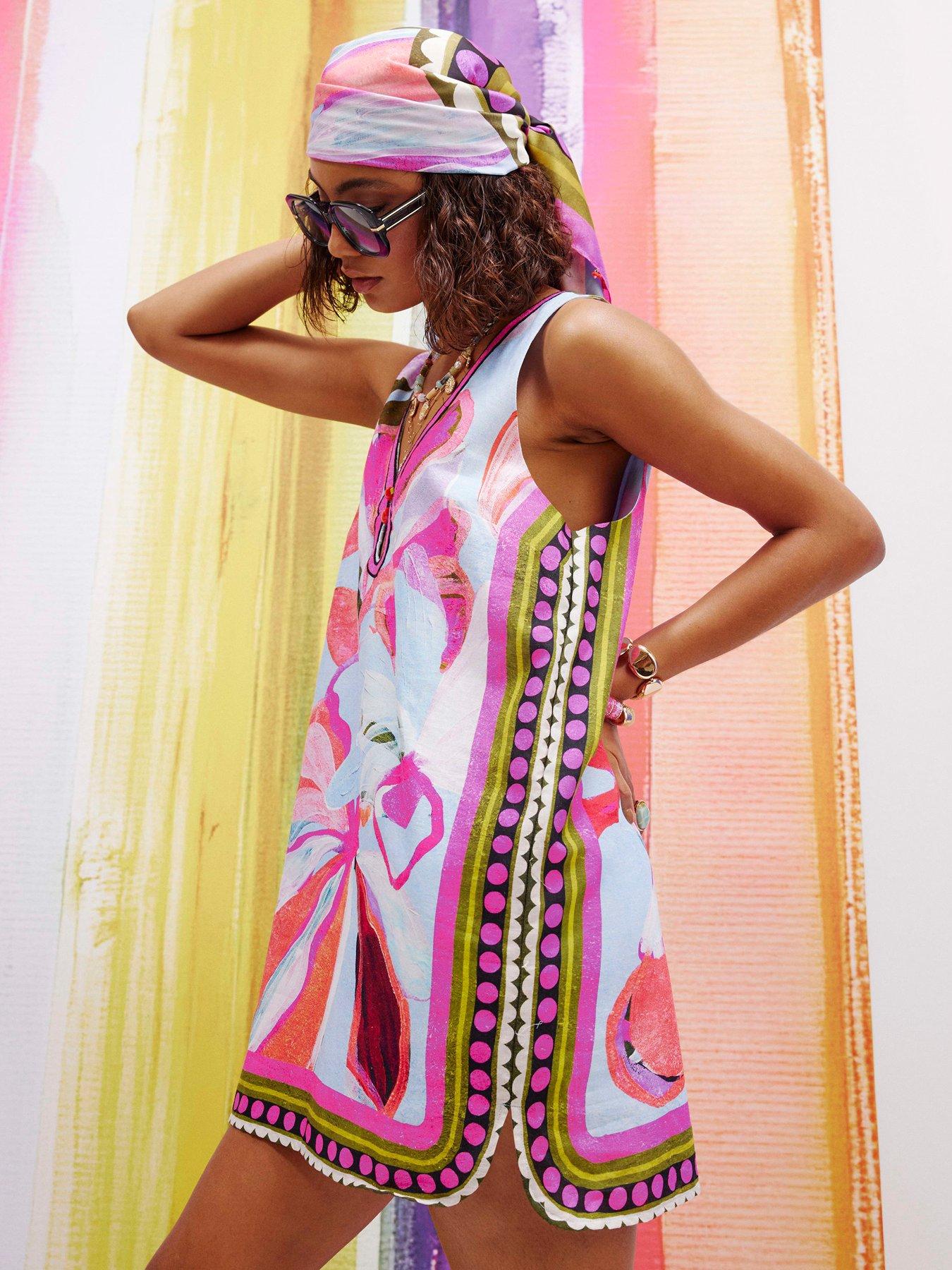 River Island Morgan Printed Shift Dress - Pink/Blue