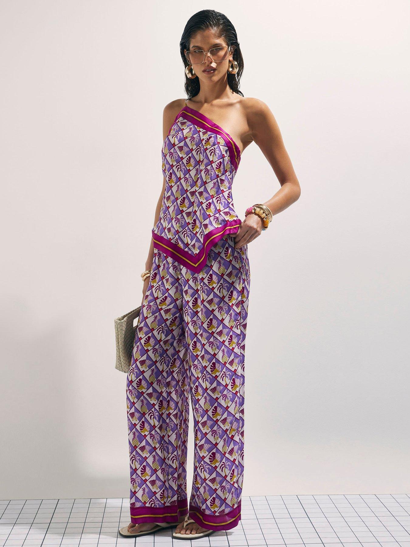Image 3 of 5 of River Island Geometric Pineapple Asymmetric Top - Purple