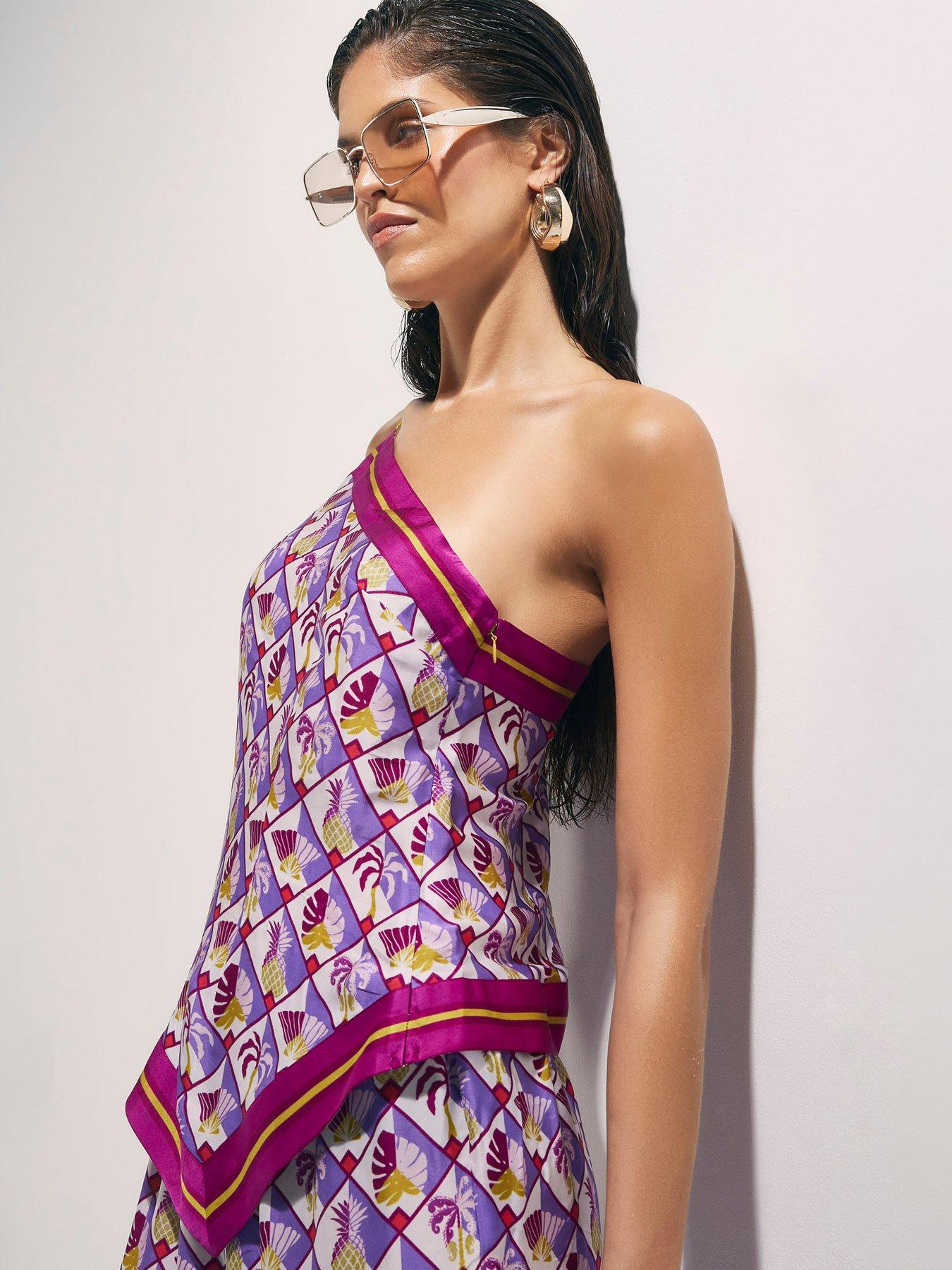 Image 4 of 5 of River Island Geometric Pineapple Asymmetric Top - Purple