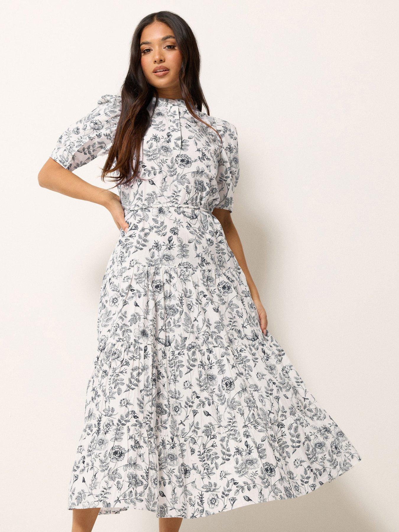Image 3 of 5 of PixieGirl Petite Floral Tie Maxi Dress - White