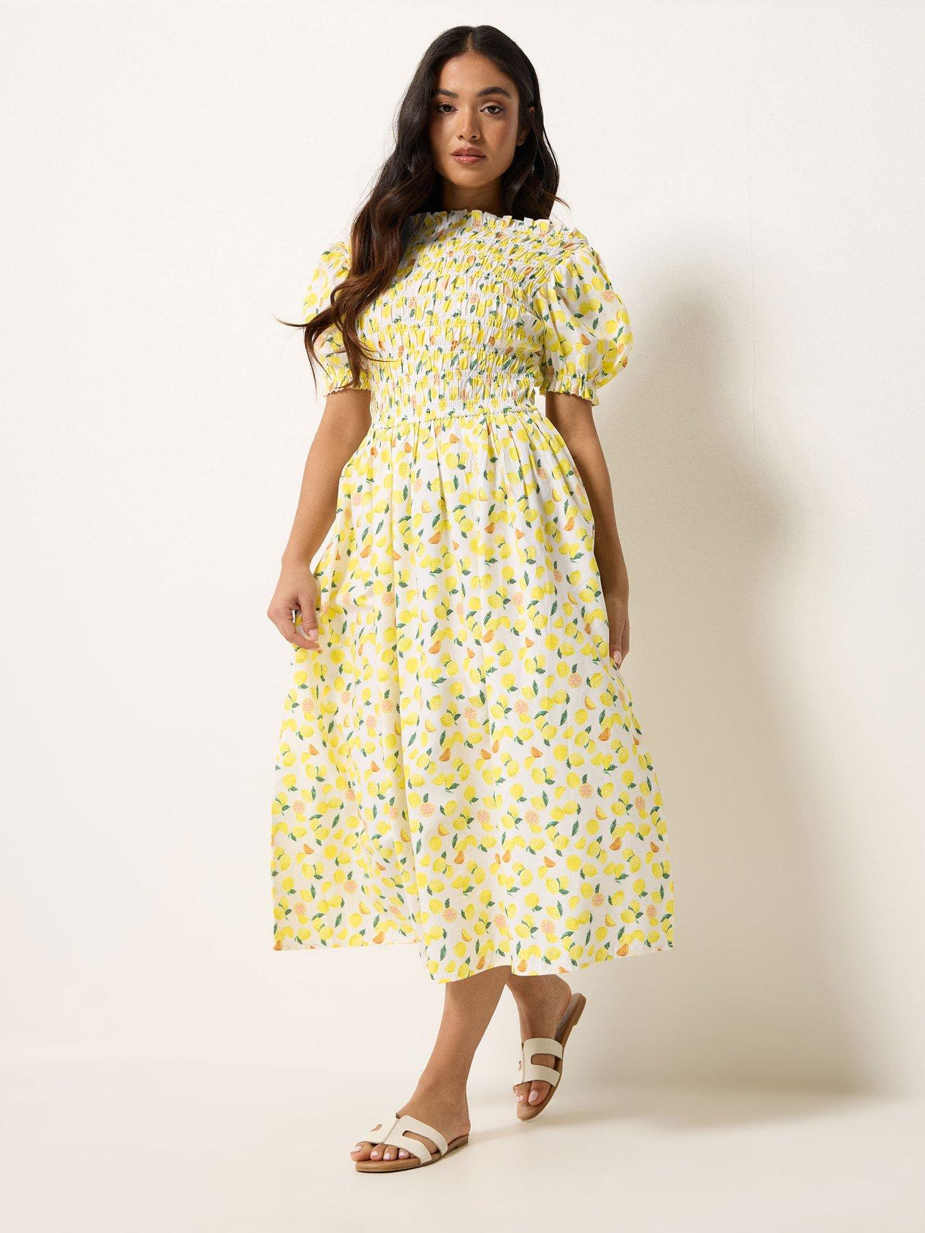 Image 1 of 5 of PixieGirl Petite Shirred Midi Dress