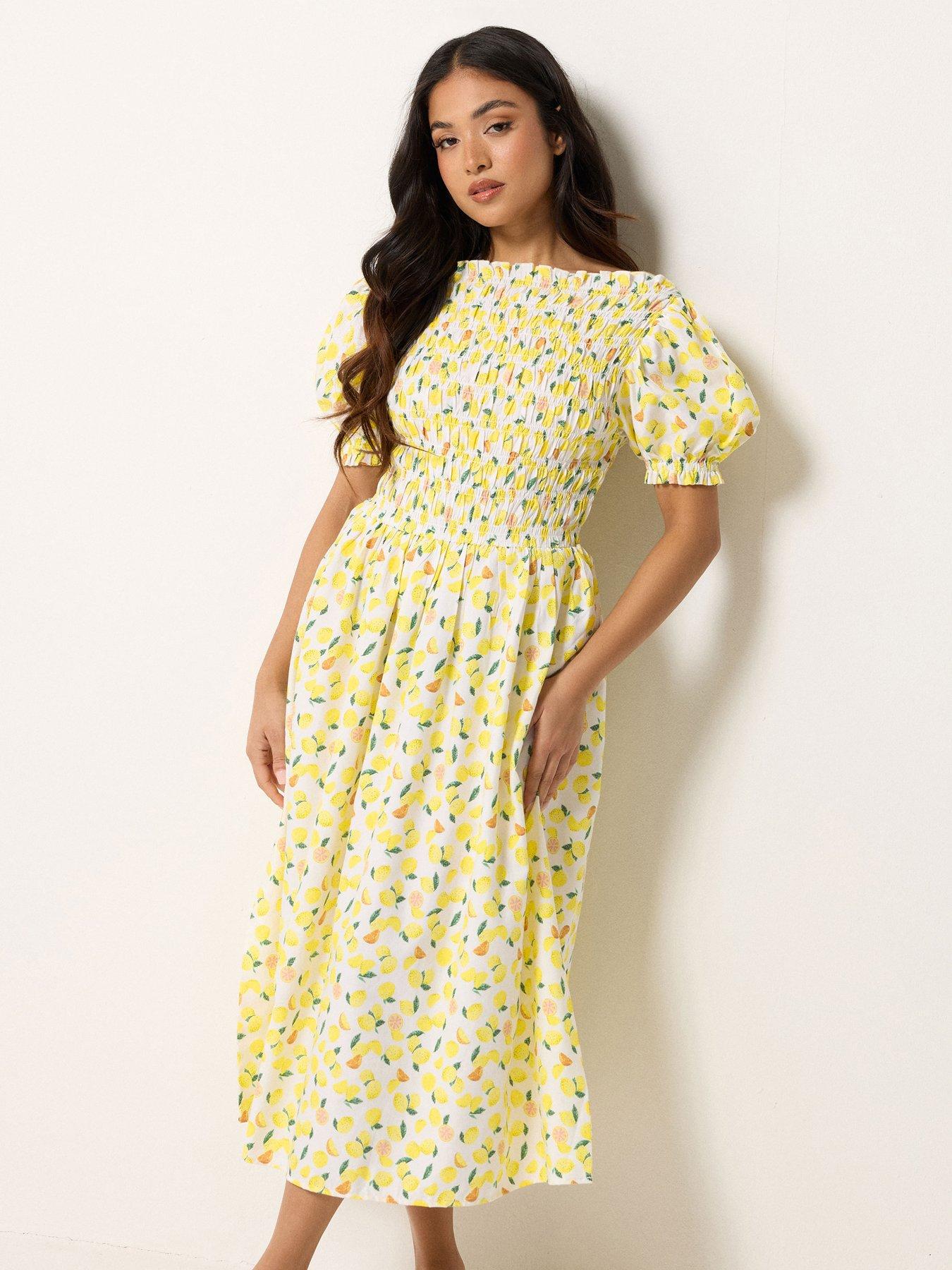 Image 3 of 5 of PixieGirl Petite Shirred Midi Dress