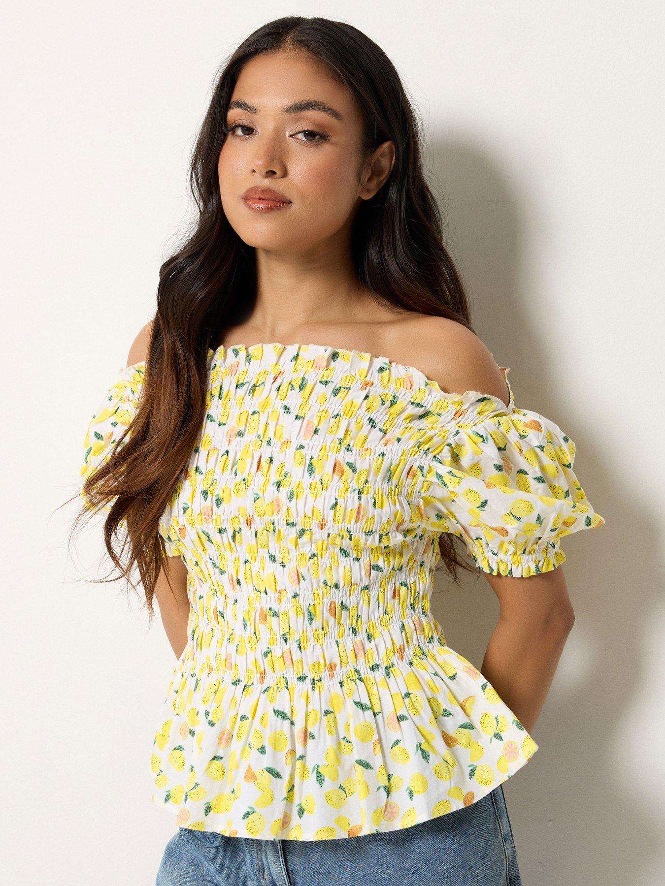 PixieGirl Petite Shirred Top - Yellow