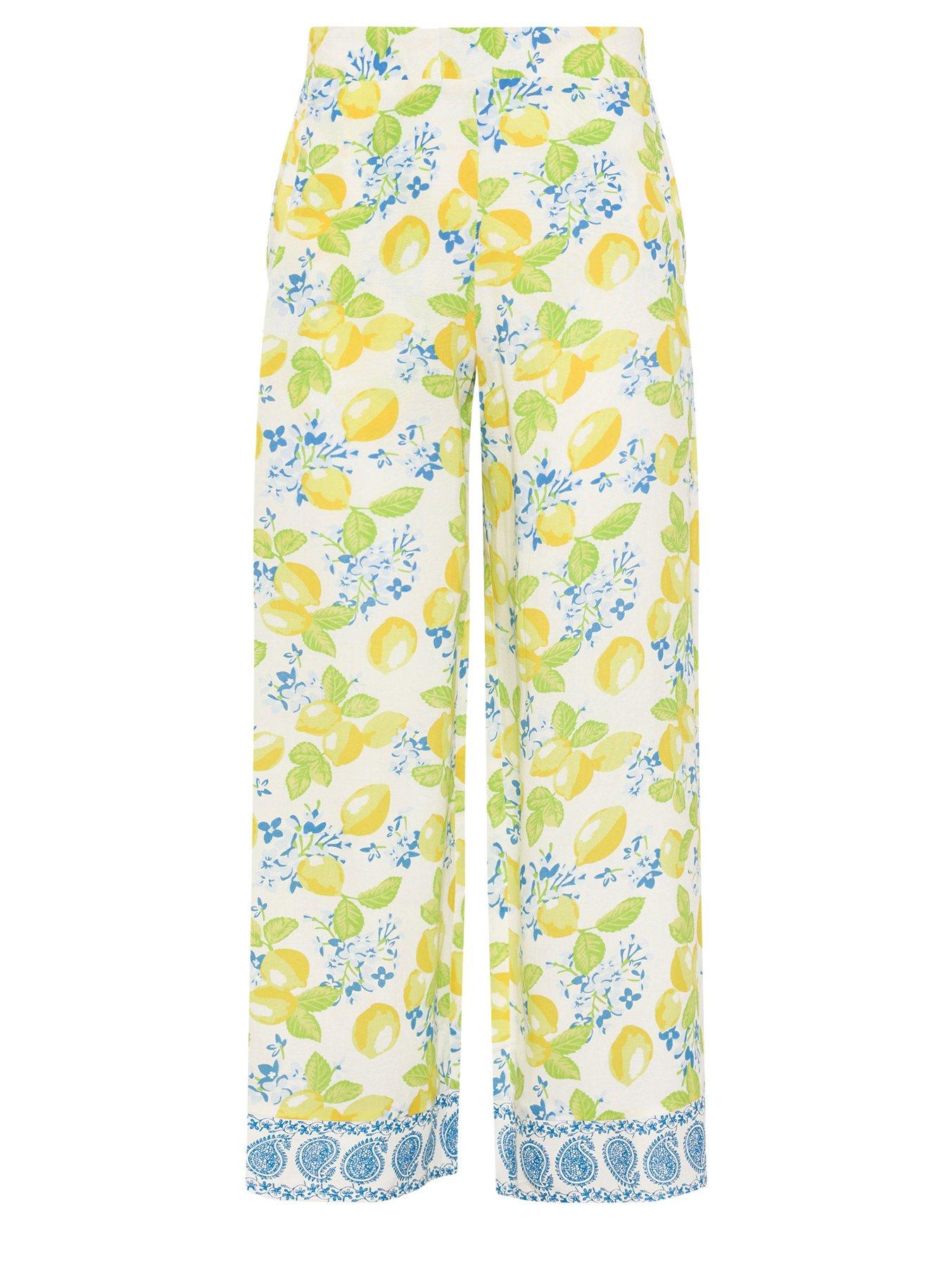  image of pixiegirl-petite-printed-wide-leg-trousers-yellow